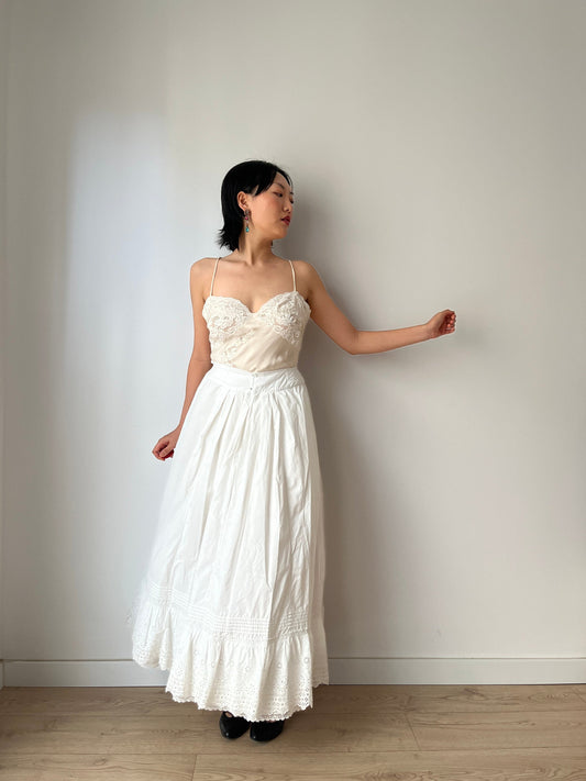 Sottoveste in pizzo antico, rinascimentale, vittoriano, edoardiano