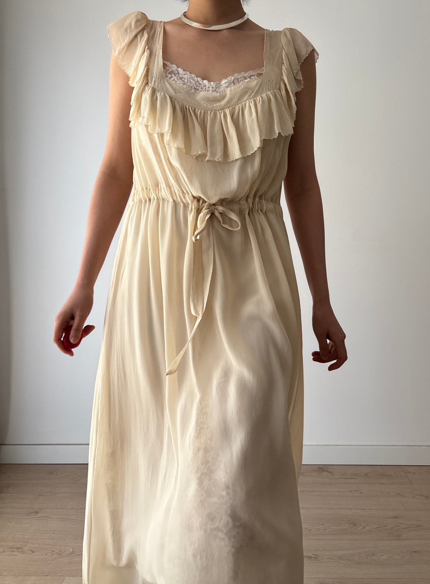 1930s Silk Chiffon Slip Maxi Bias Cut bridal ceremony dress