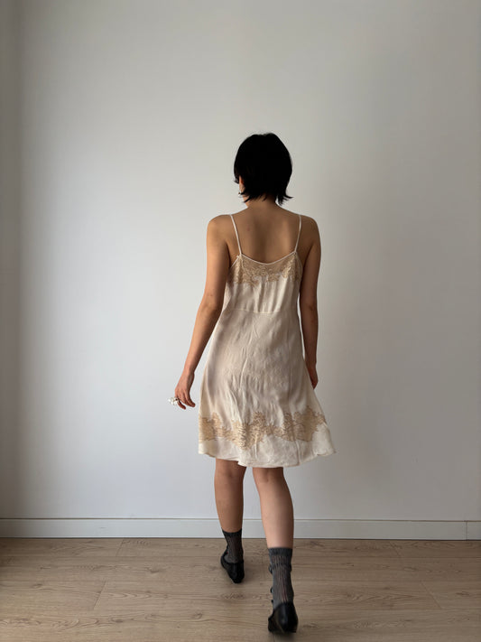 1930s Silk Lace Slip Dress, Romantic Vintage Bridal Slip Dress, 30s clothing