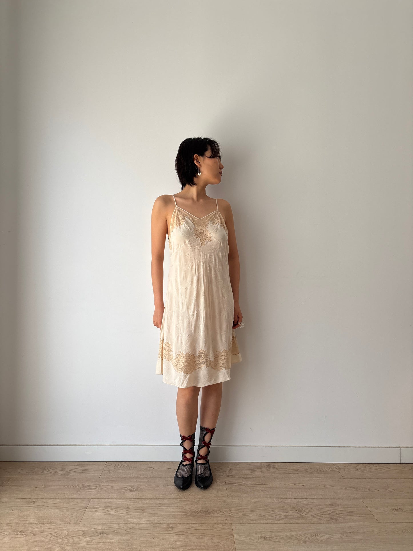 1930s Silk Lace Slip Dress, Romantic Vintage Bridal Slip Dress, 30s clothing