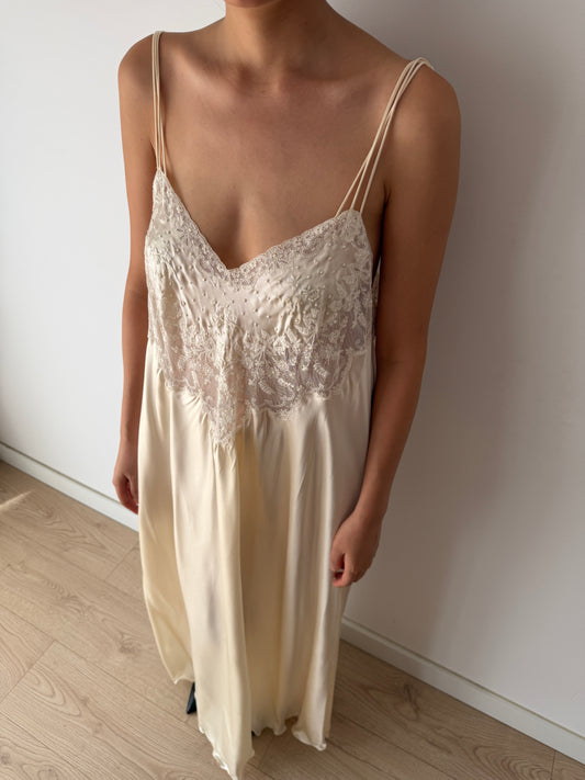 Rare Vintage Florentine Pure Silk Nightgown & Robe Set