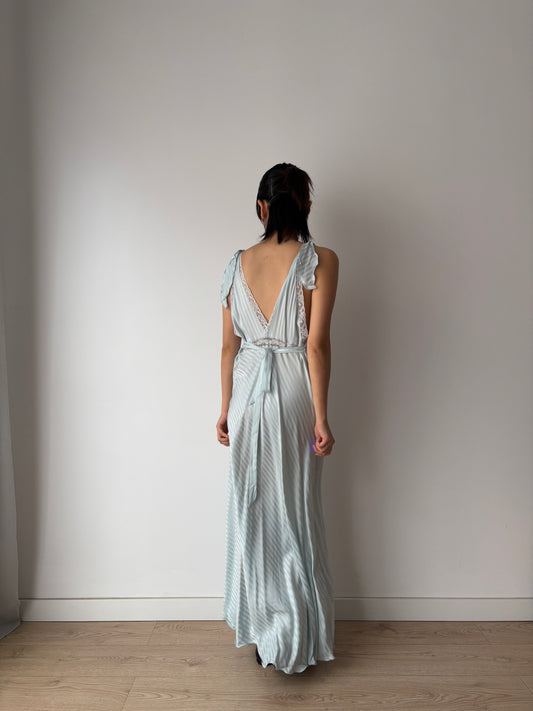 Vintage bias Cut Negligee Pure Silk lace Nightgown