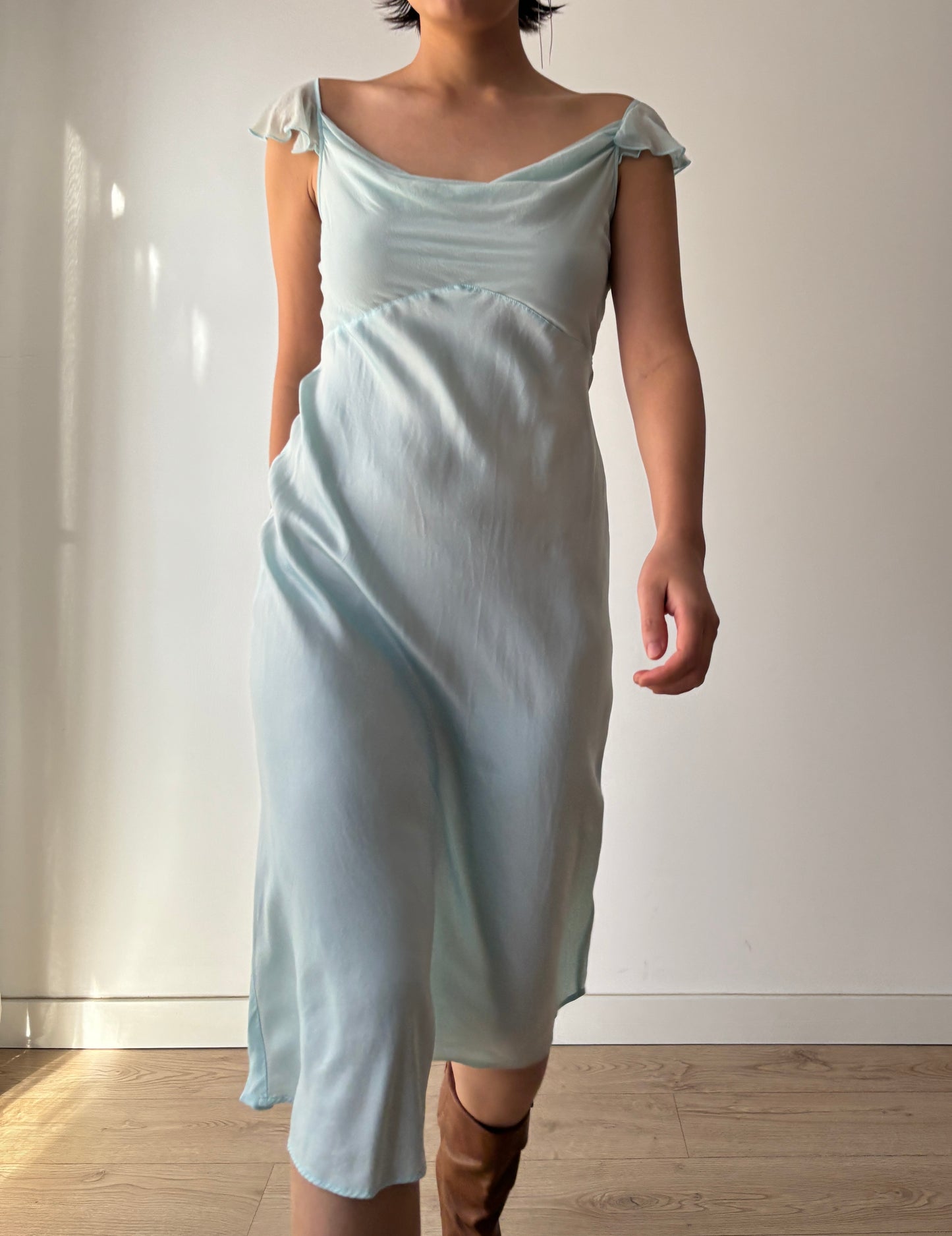Vintage pure silk blue dress