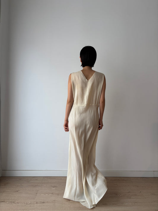 Rare 1930s pure silk bridal lace gown