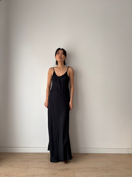Vintage 1990s pure silk black silk gown