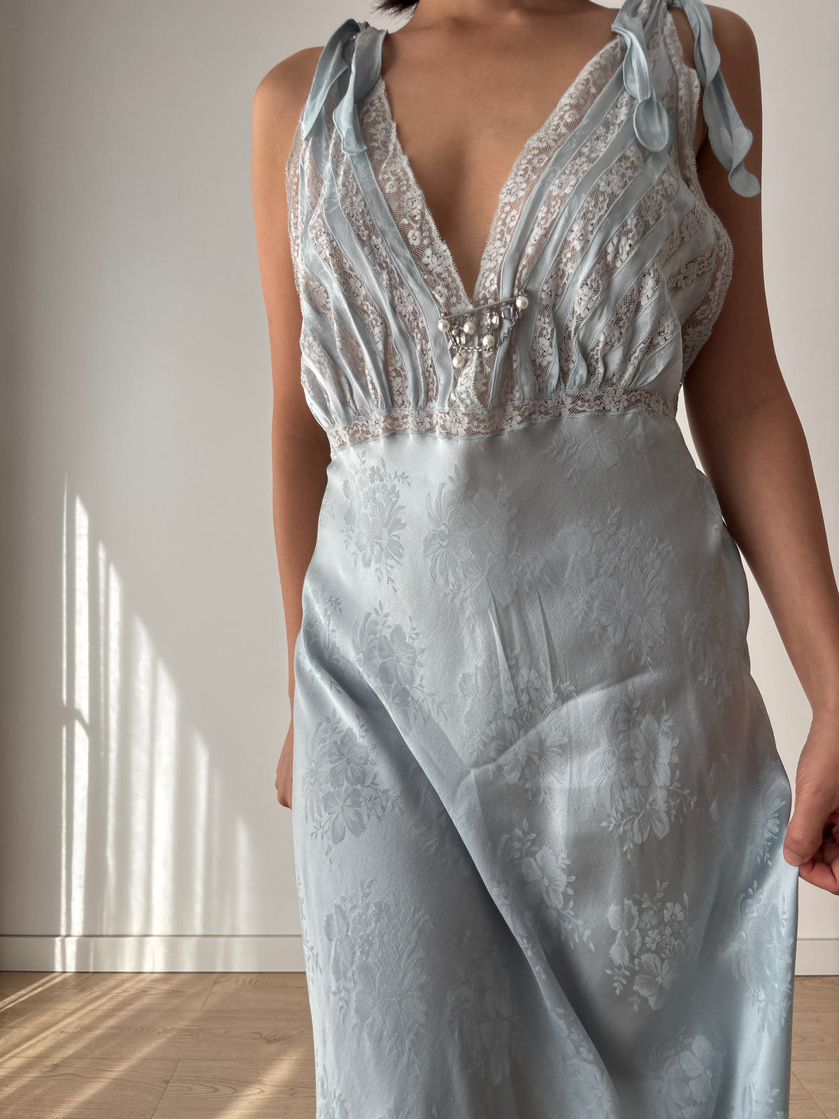 Vintage pure silk blue dress