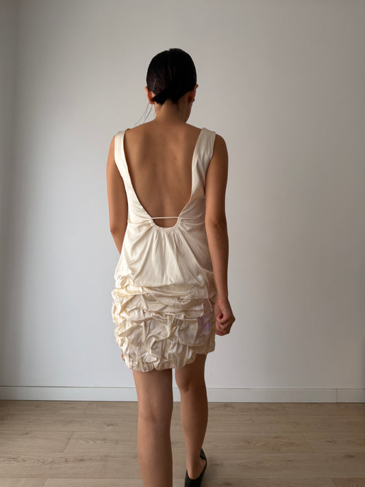 2000s 90s Y2K Bridal Romantic Pure Silk Midi Dress With Roses