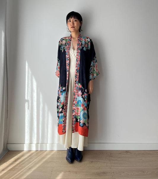 1930s 1920s silk Japanese handmade Kimono Jacket, Gatsby Jazz Age Art Dec Silk Kimono Robe/Jacket