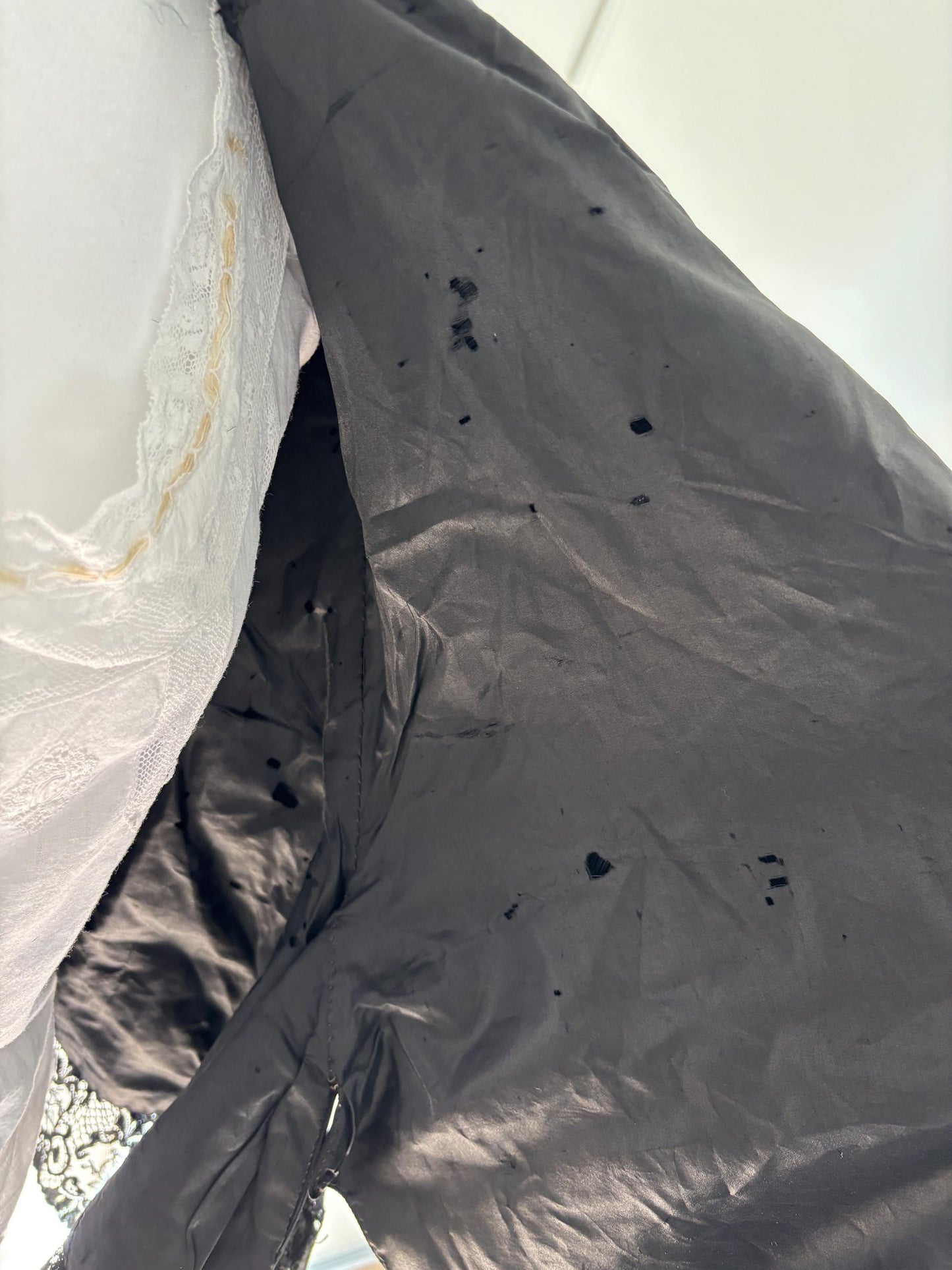 Antique 1900French beaded Silk cape with embroidery, Victorian black cape rich lace