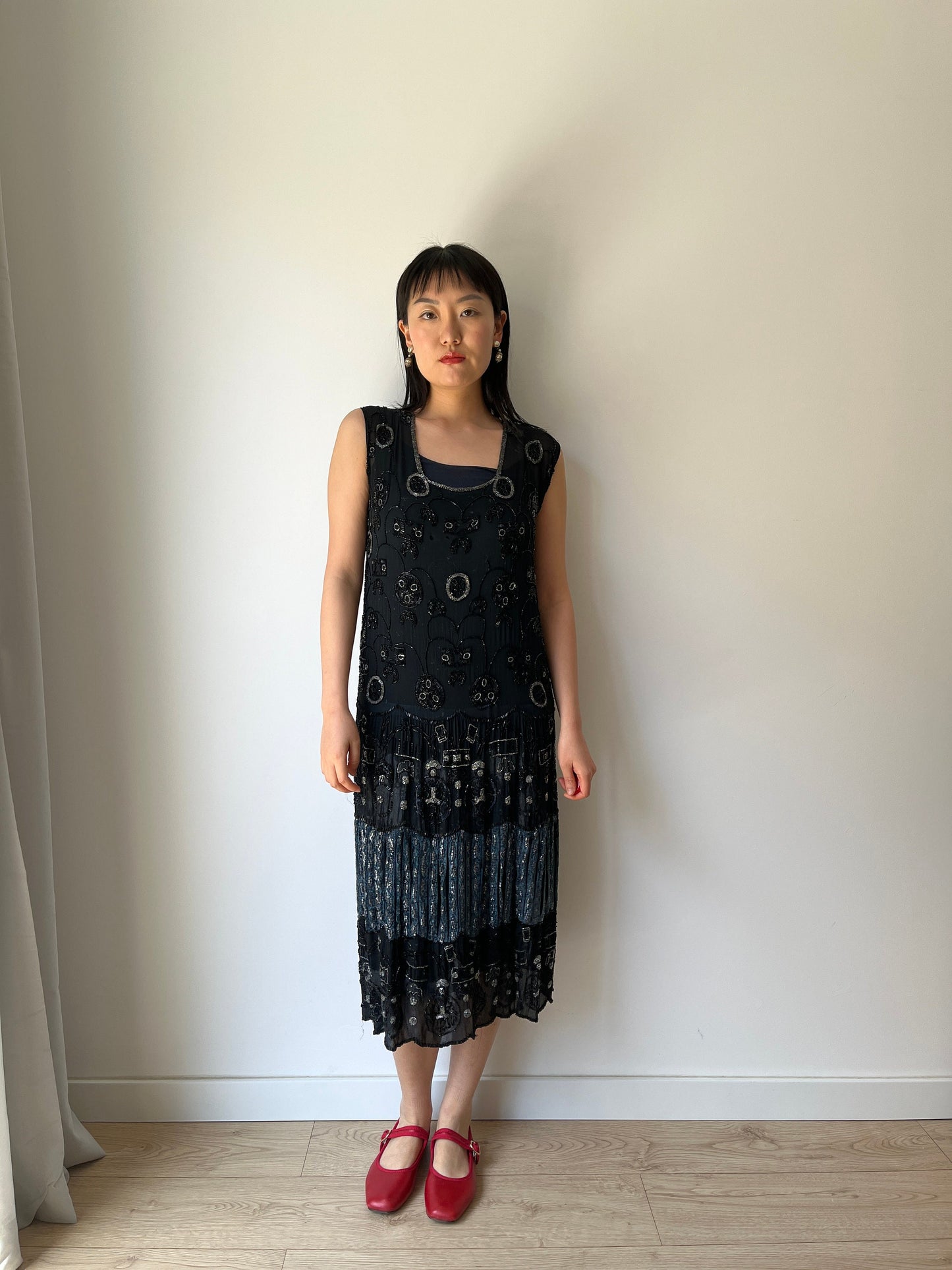 1920s Antique Evening Night Dress Flapper Silk Beaded Embroidered dress