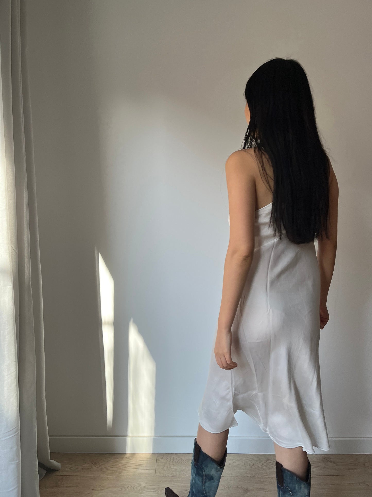 1930s Antique White Lace Liquid Silk Satin Slip dress, Bias cut Vintage lace mini dress