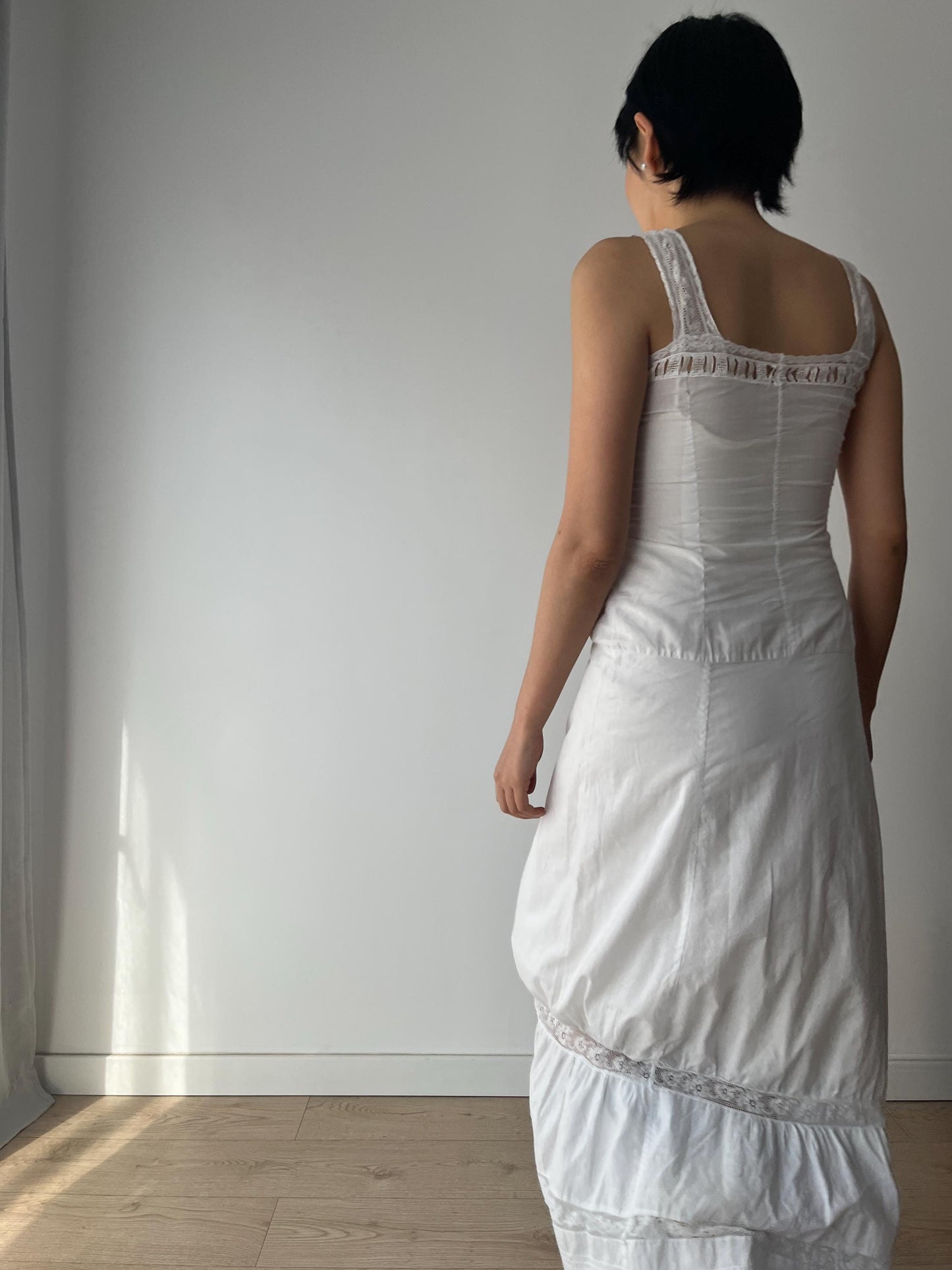 1910s 1900s Antique White Cotton Edwardian Victorian Lace Slip dress
