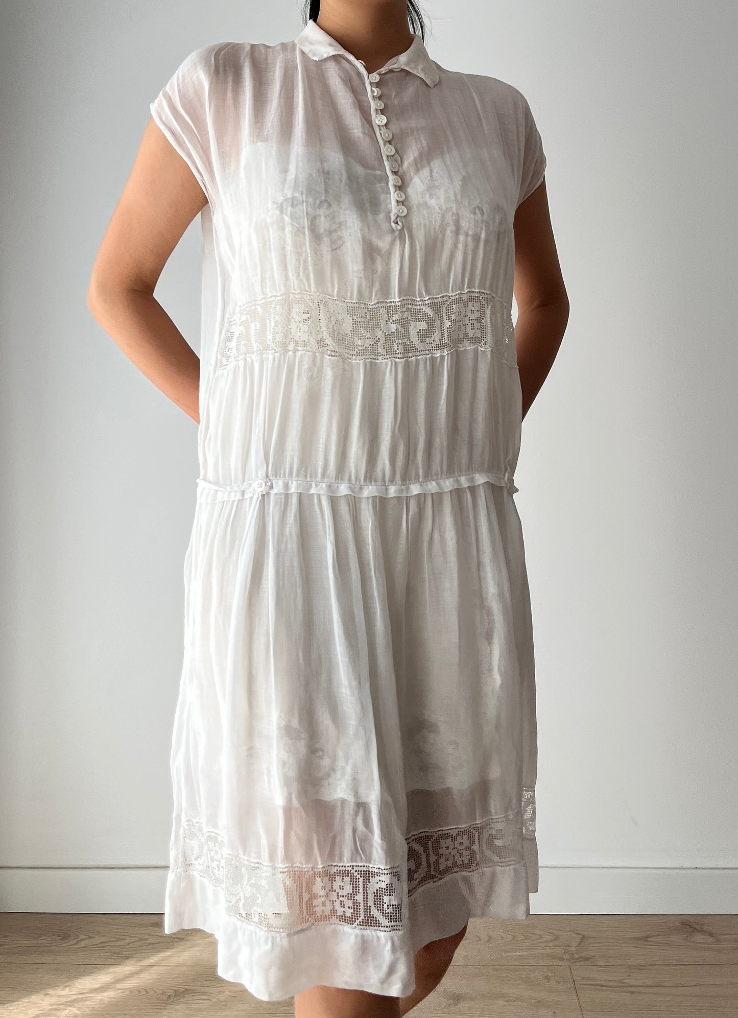 Antique 1800s Lace Renaissance Victorian Nightgown, Vintage French Parisian Lace Dress