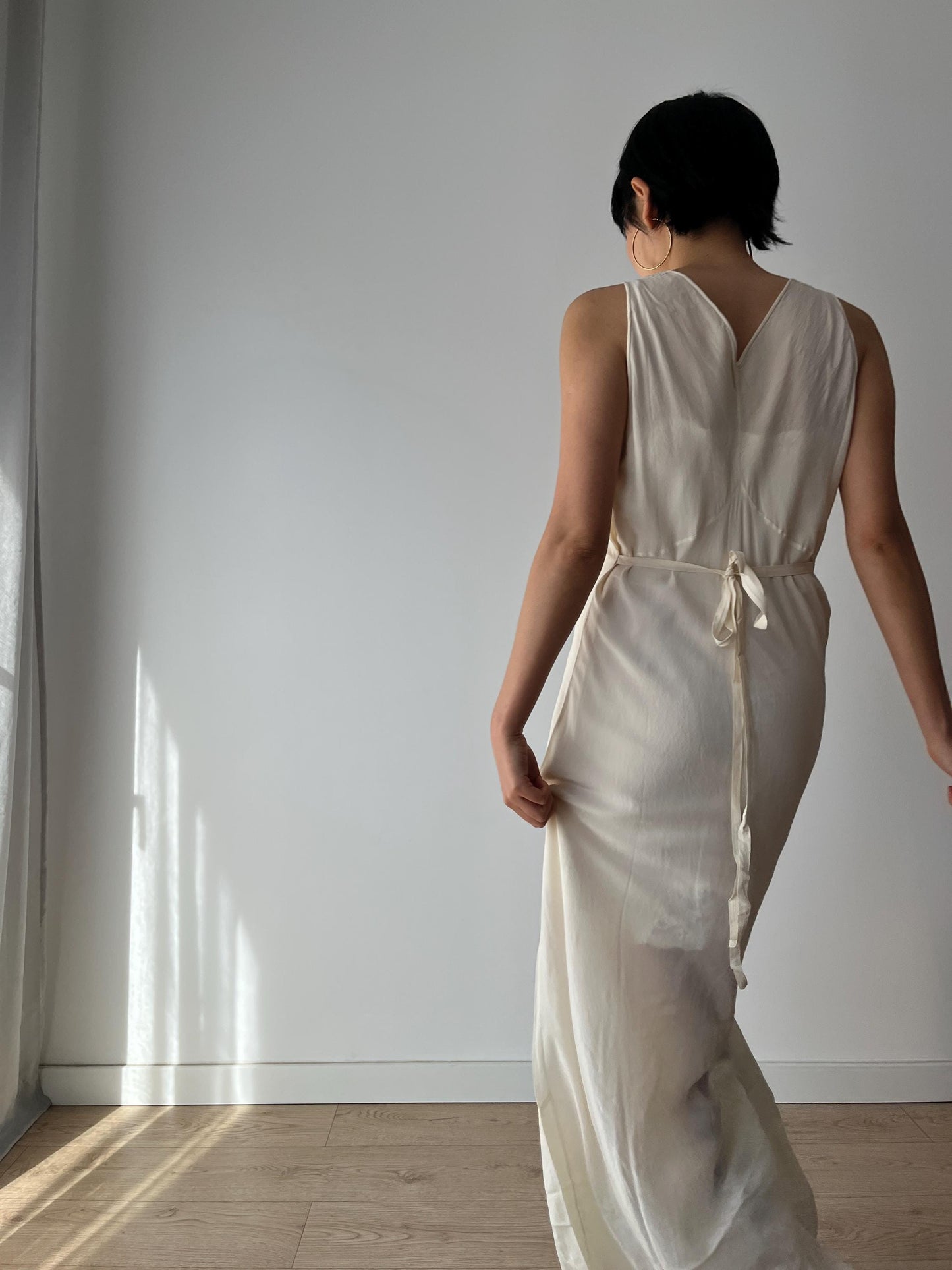 1930s Antique Bridal Lace Bias Cut Negligee Silk Satin Embroidered Nightgown