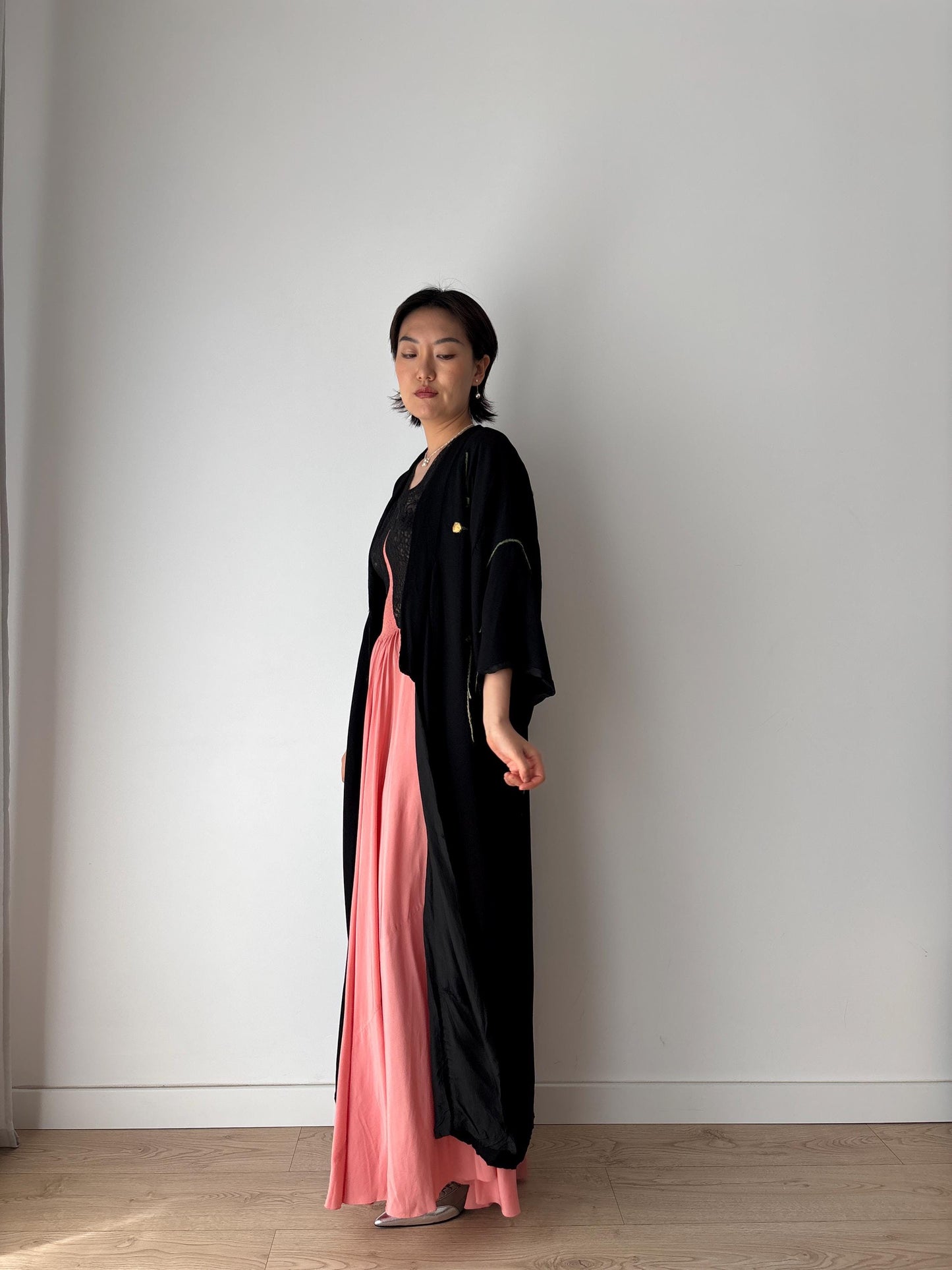 1930s 1920s silk Chinese handmade Kimono Jacket, 1920s Jazz Age Art Dec Silk Kimono