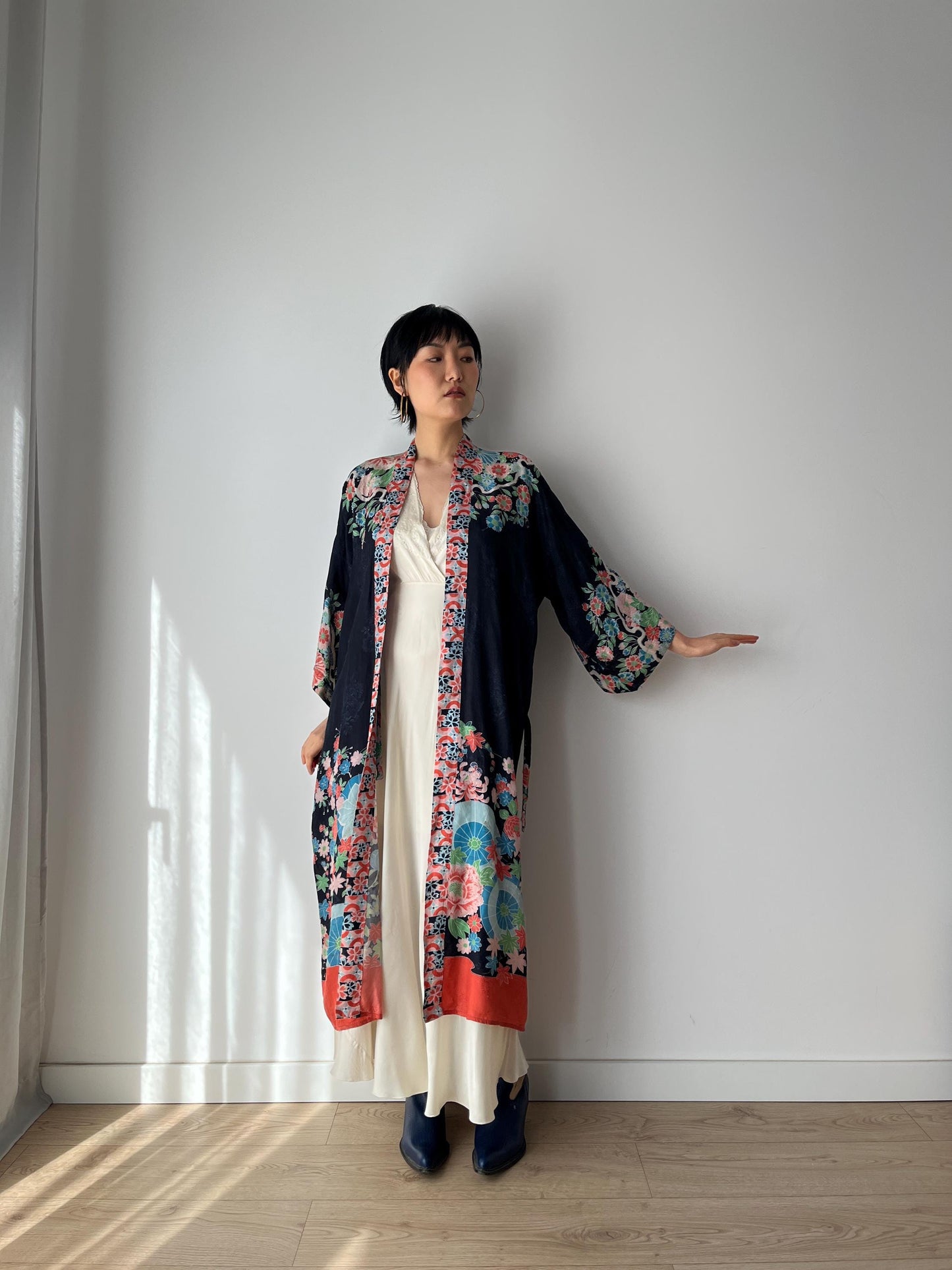 1930s 1920s silk Japanese handmade Kimono Jacket, Gatsby Jazz Age Art Dec Silk Kimono Robe/Jacket