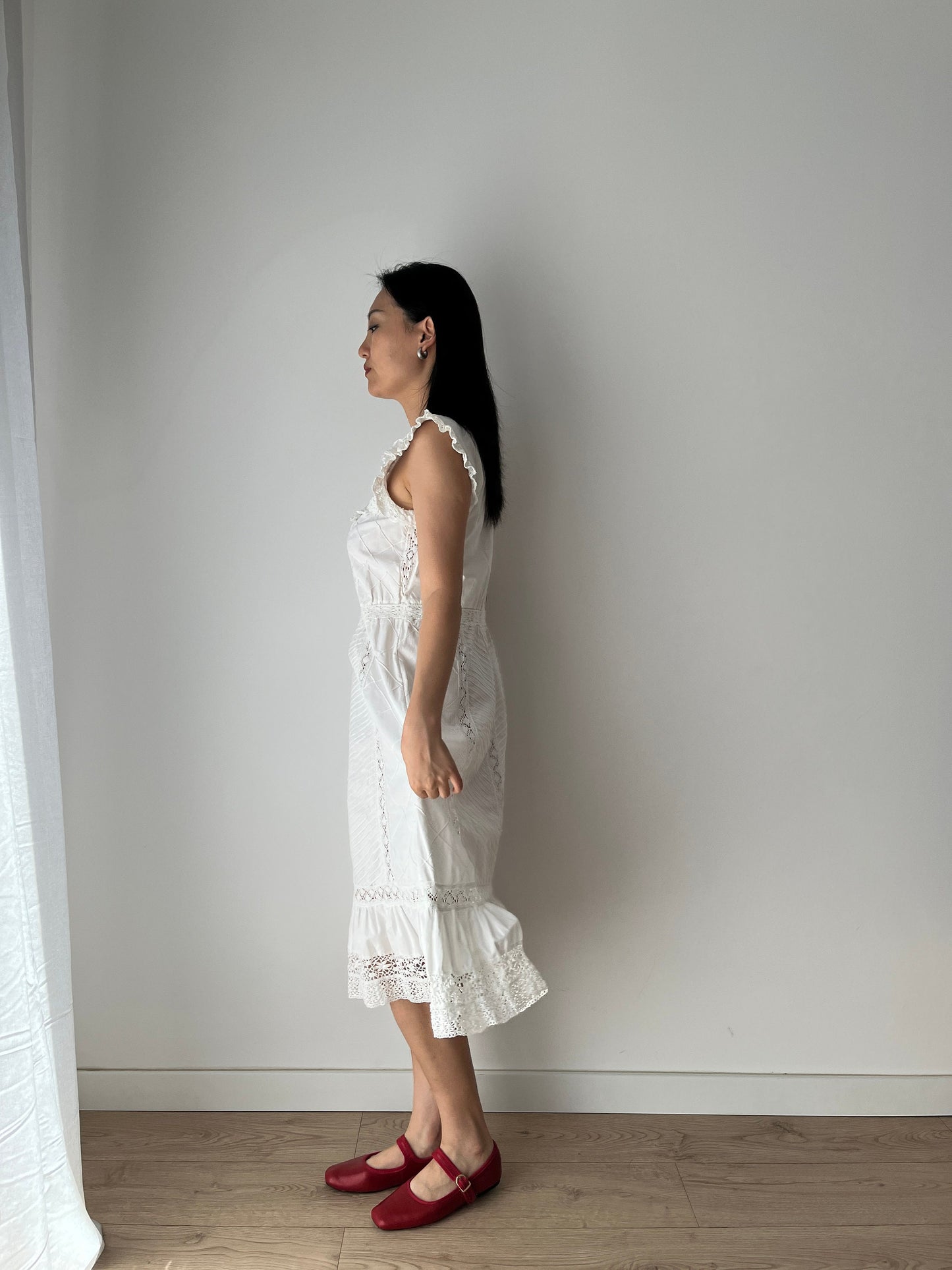 Antique 1800s Early 1900s White Cotton Lace Renaissance Victorian Edwardian Nightdress