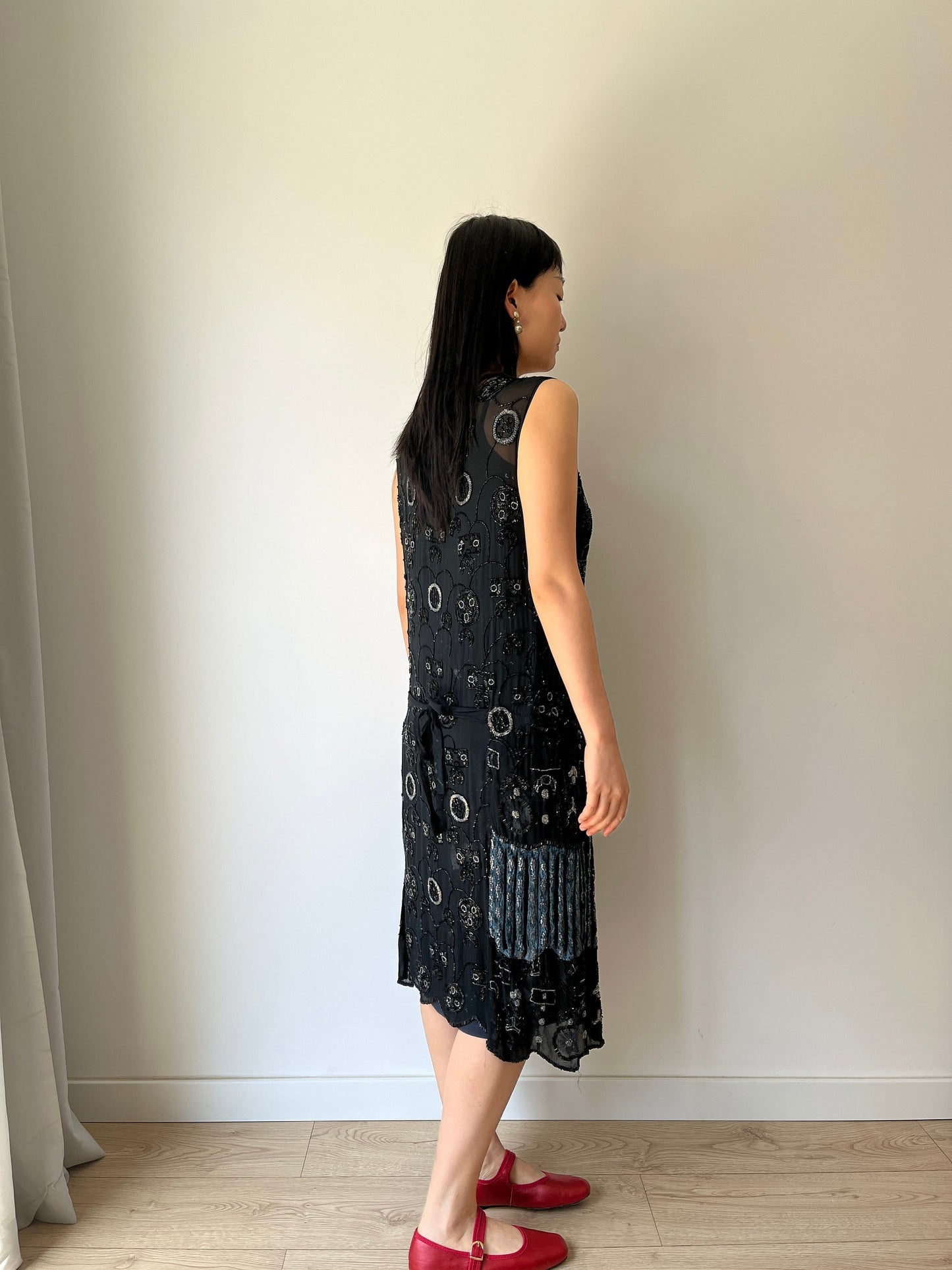 1920s Antique Evening Night Dress Flapper Silk Beaded Embroidered dress