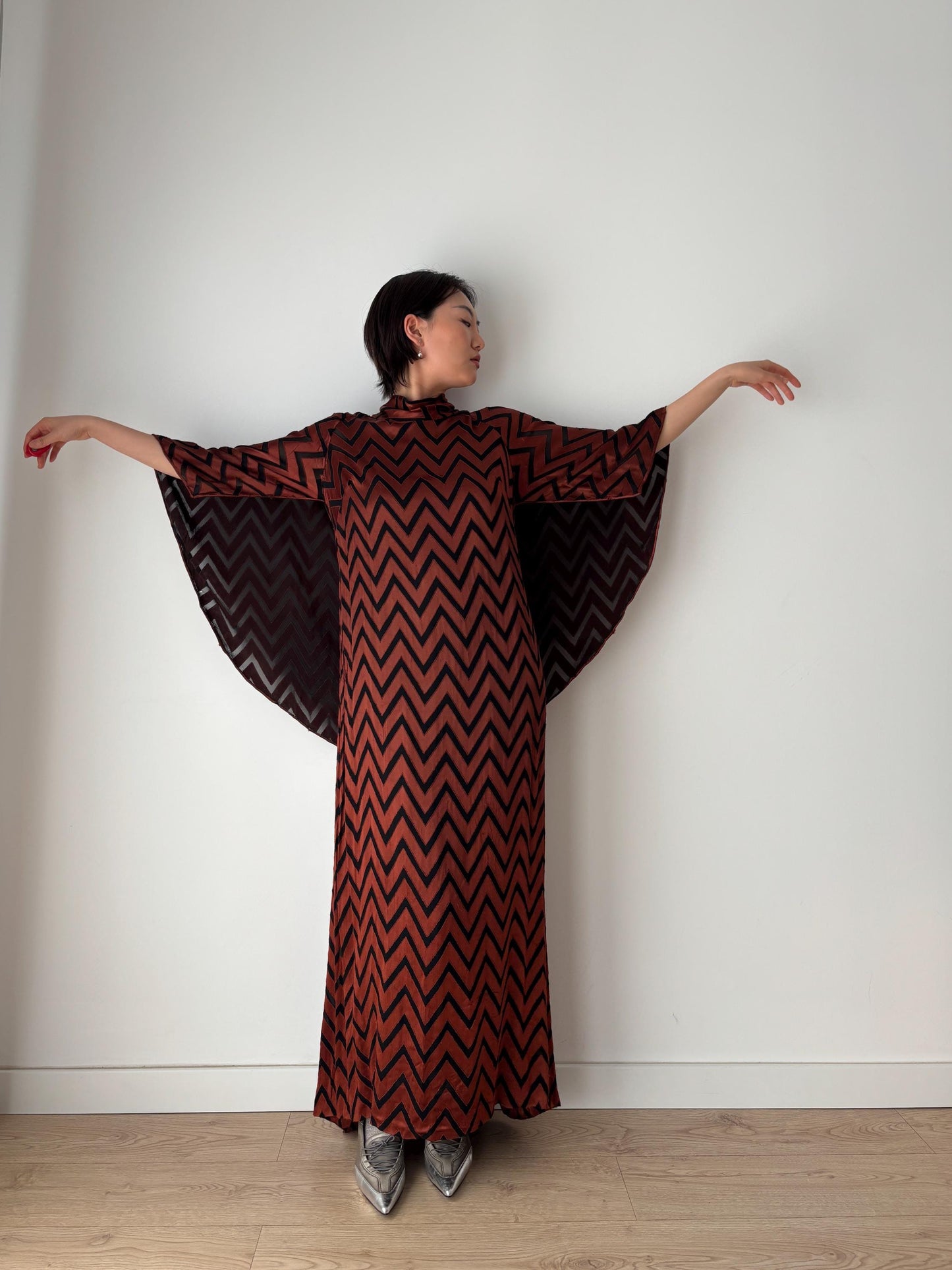 Romantic Silk Art Deco 1920s Oriental Gown Hollywood Great Gatsby Burlesque flapper Evening Dress