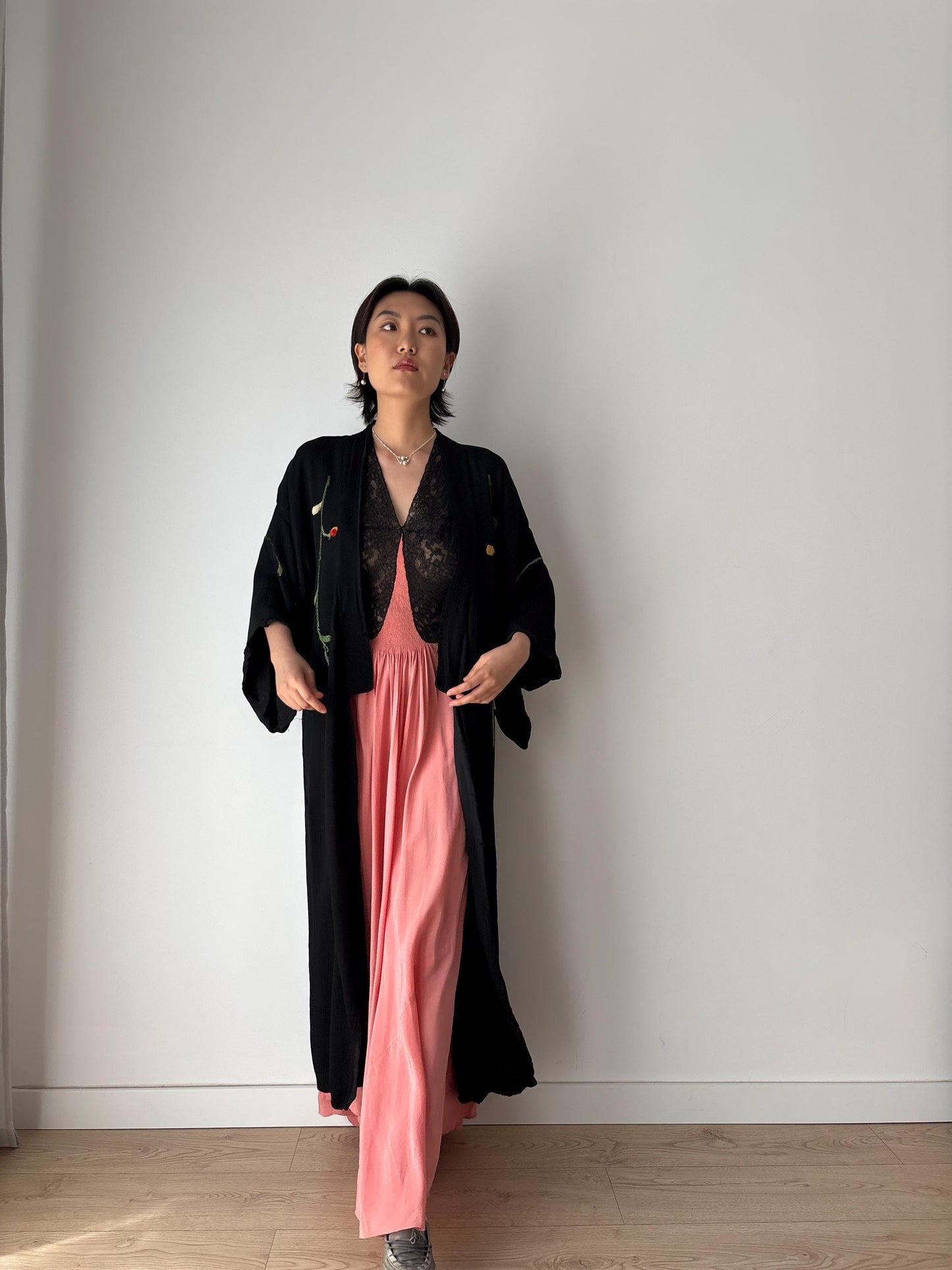 1930s 1920s silk Chinese handmade Kimono Jacket, 1920s Jazz Age Art Dec Silk Kimono