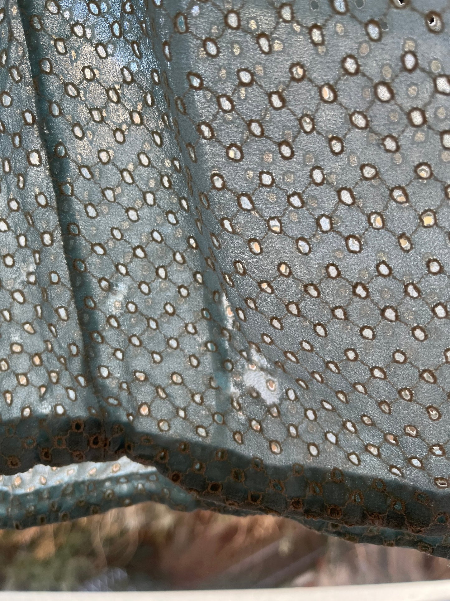 Vintage 1930s Blue Lace Bow Liquid Pure Silk Crepe Embroidered Tailored Handmade Dress