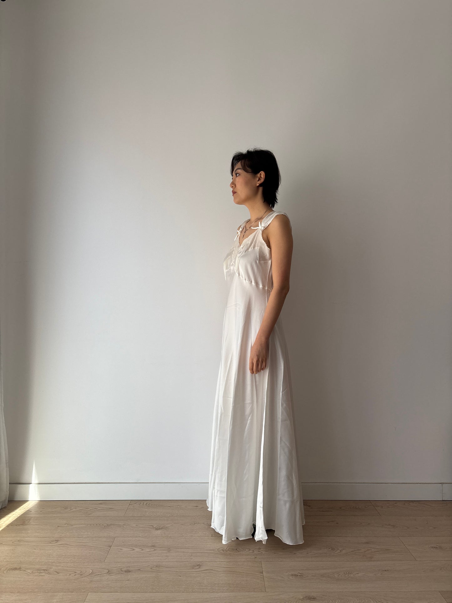 1950s Vintage Embroidered Satin Bridal Nightgown, Wedding dress