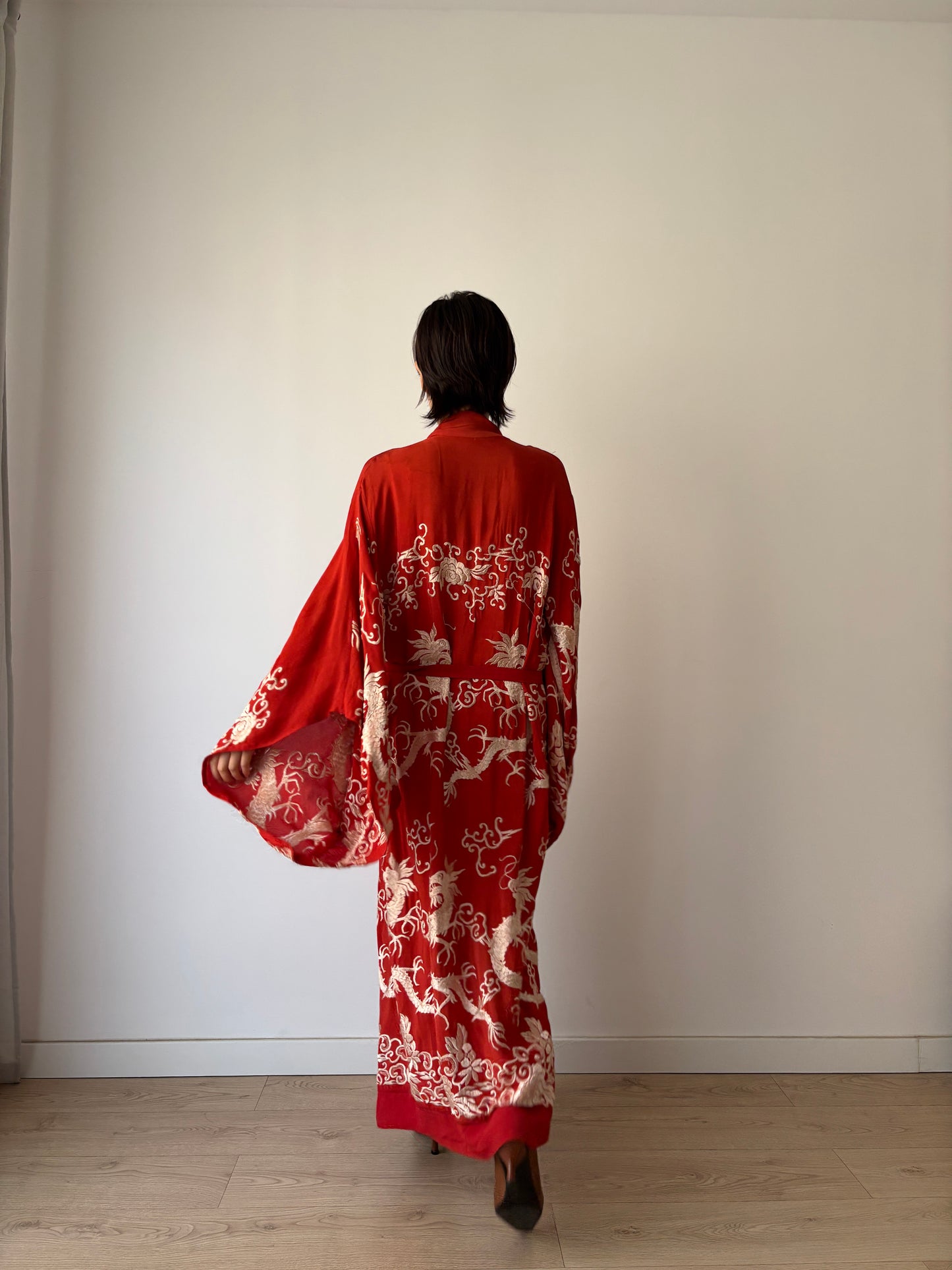 1920s silk Chinese handmade Kimono Jacket, 1920s Jazz Age Art Dec Silk Kimono