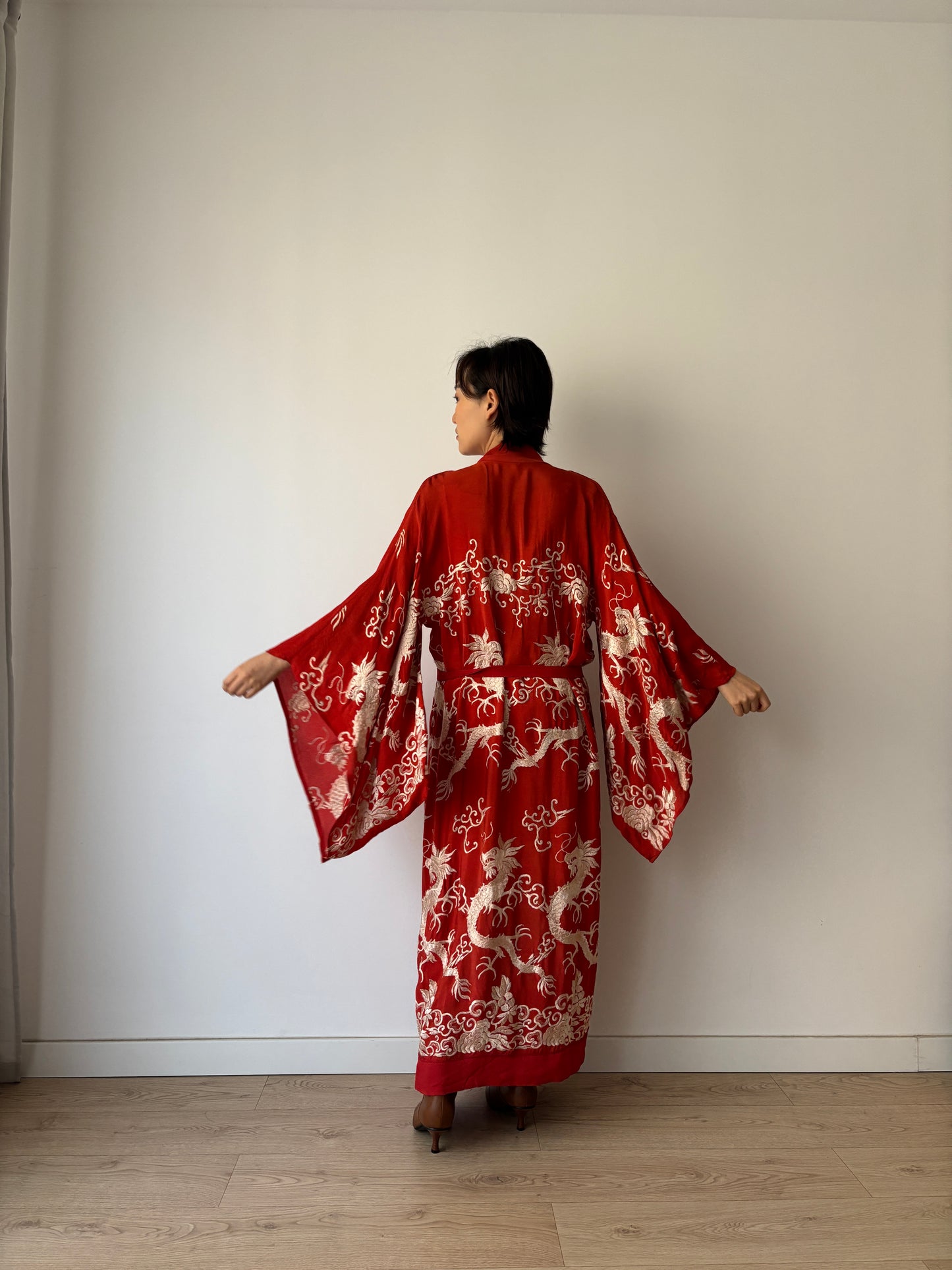 1920s silk Chinese handmade Kimono Jacket, 1920s Jazz Age Art Dec Silk Kimono