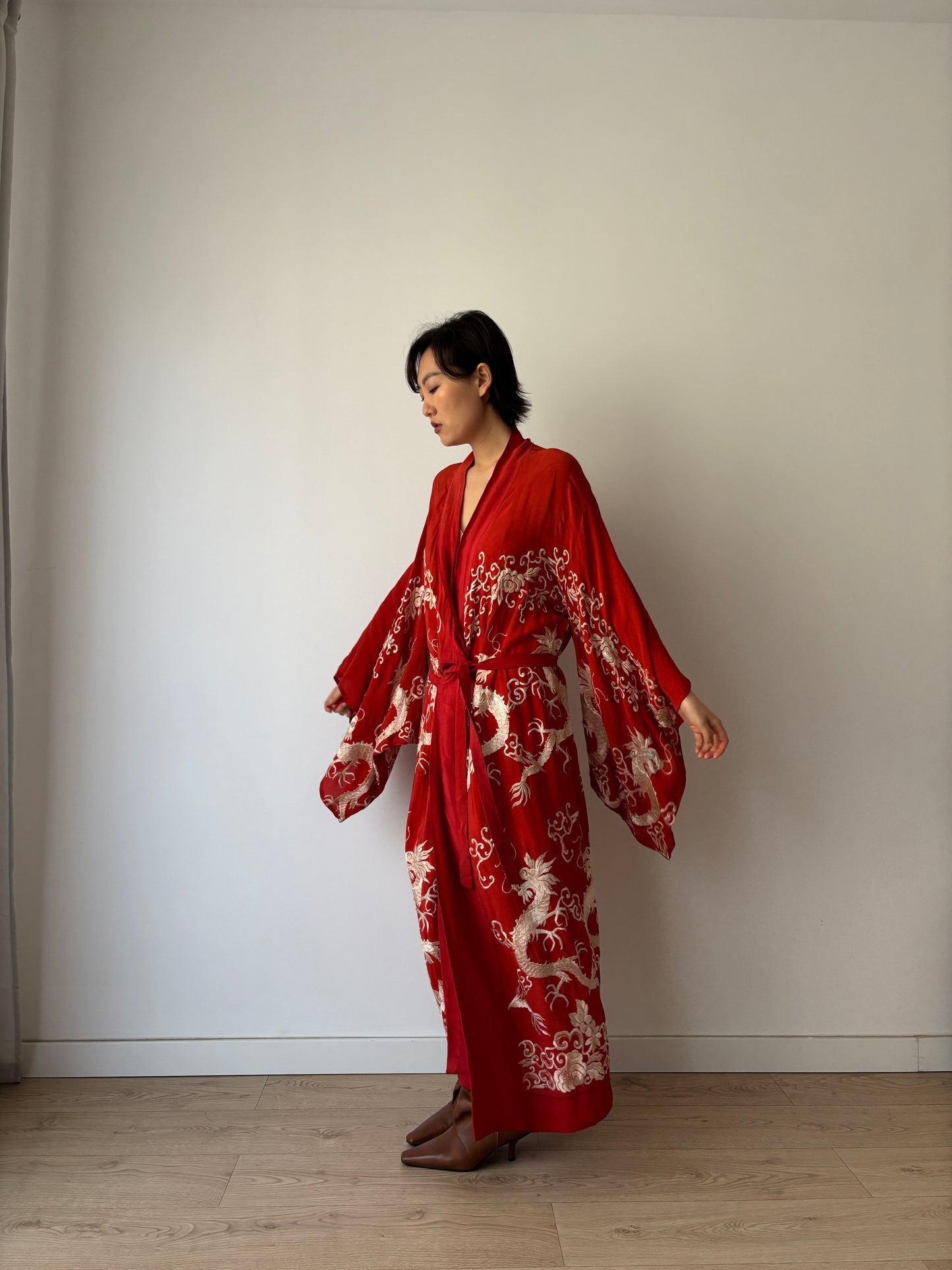 1920s silk Chinese handmade Kimono Jacket, 1920s Jazz Age Art Dec Silk Kimono