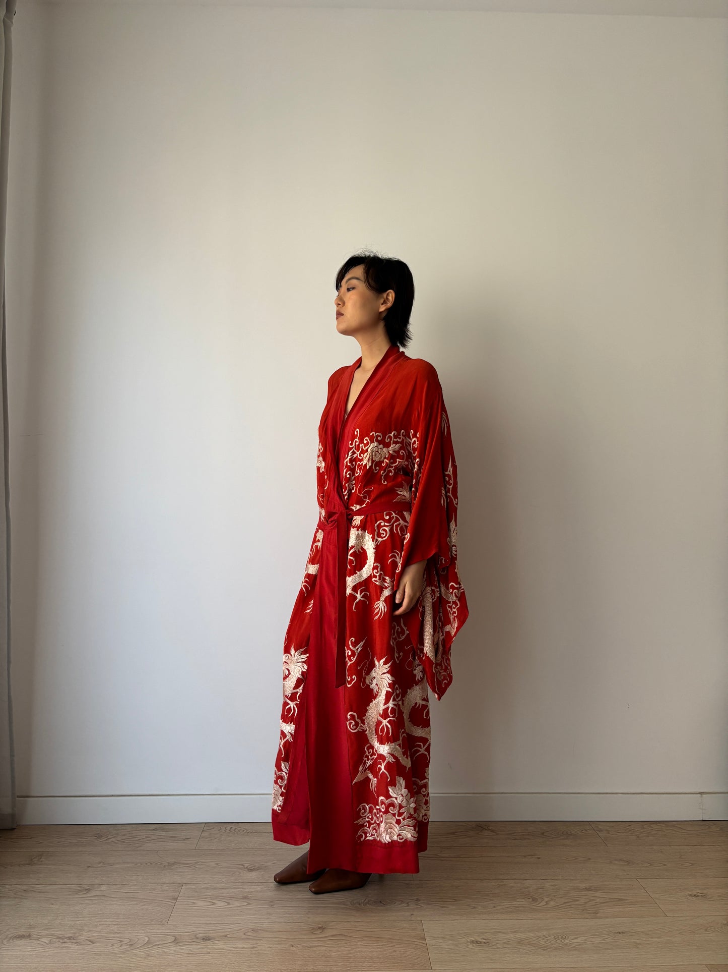 1920s silk Chinese handmade Kimono Jacket, 1920s Jazz Age Art Dec Silk Kimono