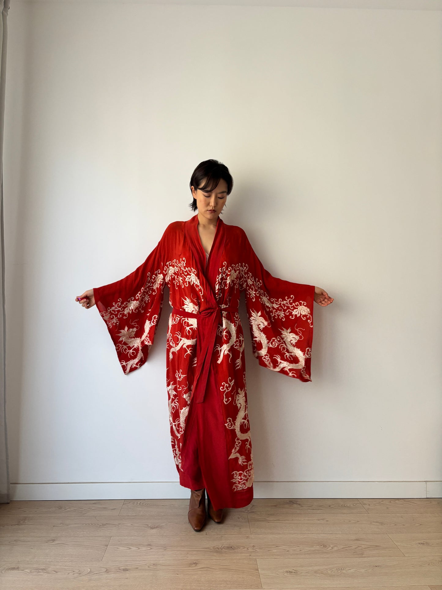 1920s silk Chinese handmade Kimono Jacket, 1920s Jazz Age Art Dec Silk Kimono