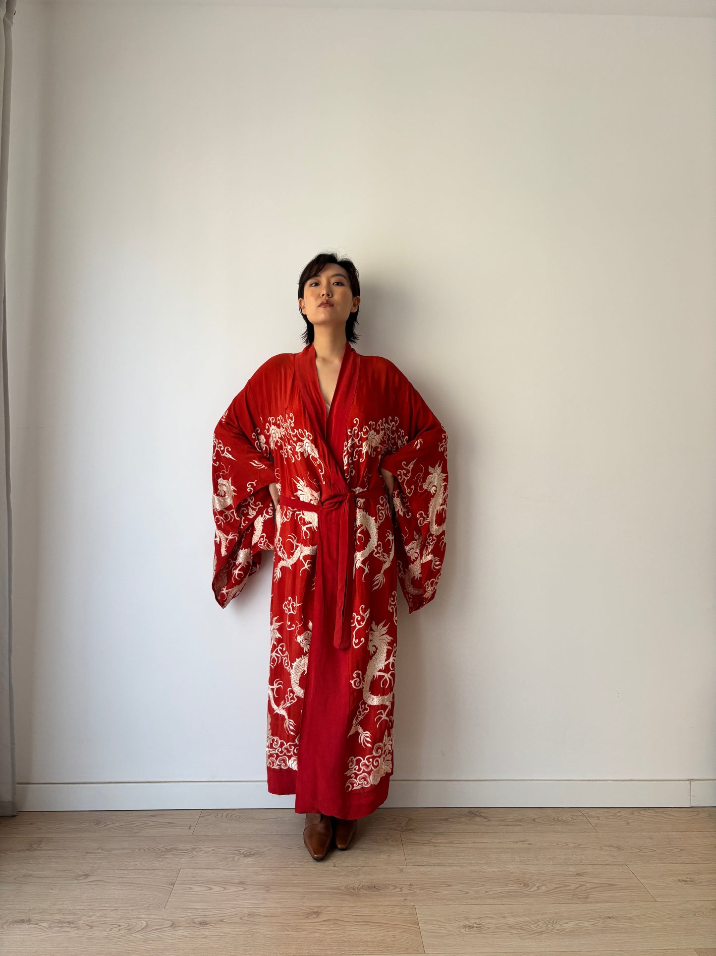 1920s silk Chinese handmade Kimono Jacket, 1920s Jazz Age Art Dec Silk Kimono