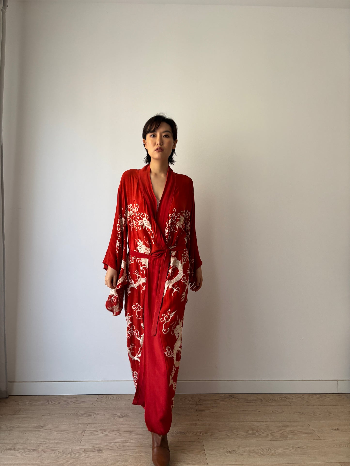 1920s silk Chinese handmade Kimono Jacket, 1920s Jazz Age Art Dec Silk Kimono