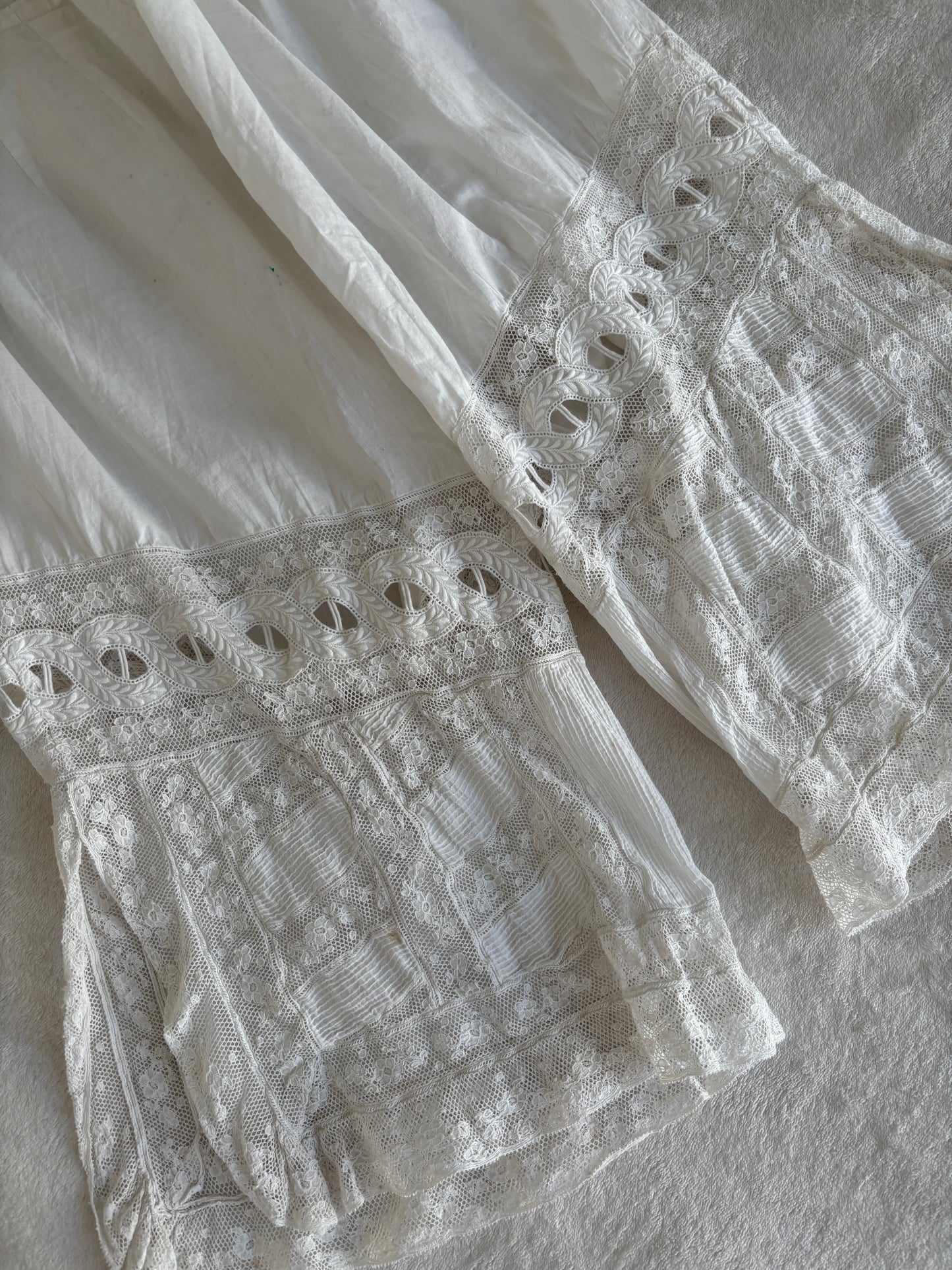 Antique 1900s Lace Renaissance Victorian Edwardian Lingerie Culottes Panties, Parisian White Knickers French Bloomers with Open Crotch