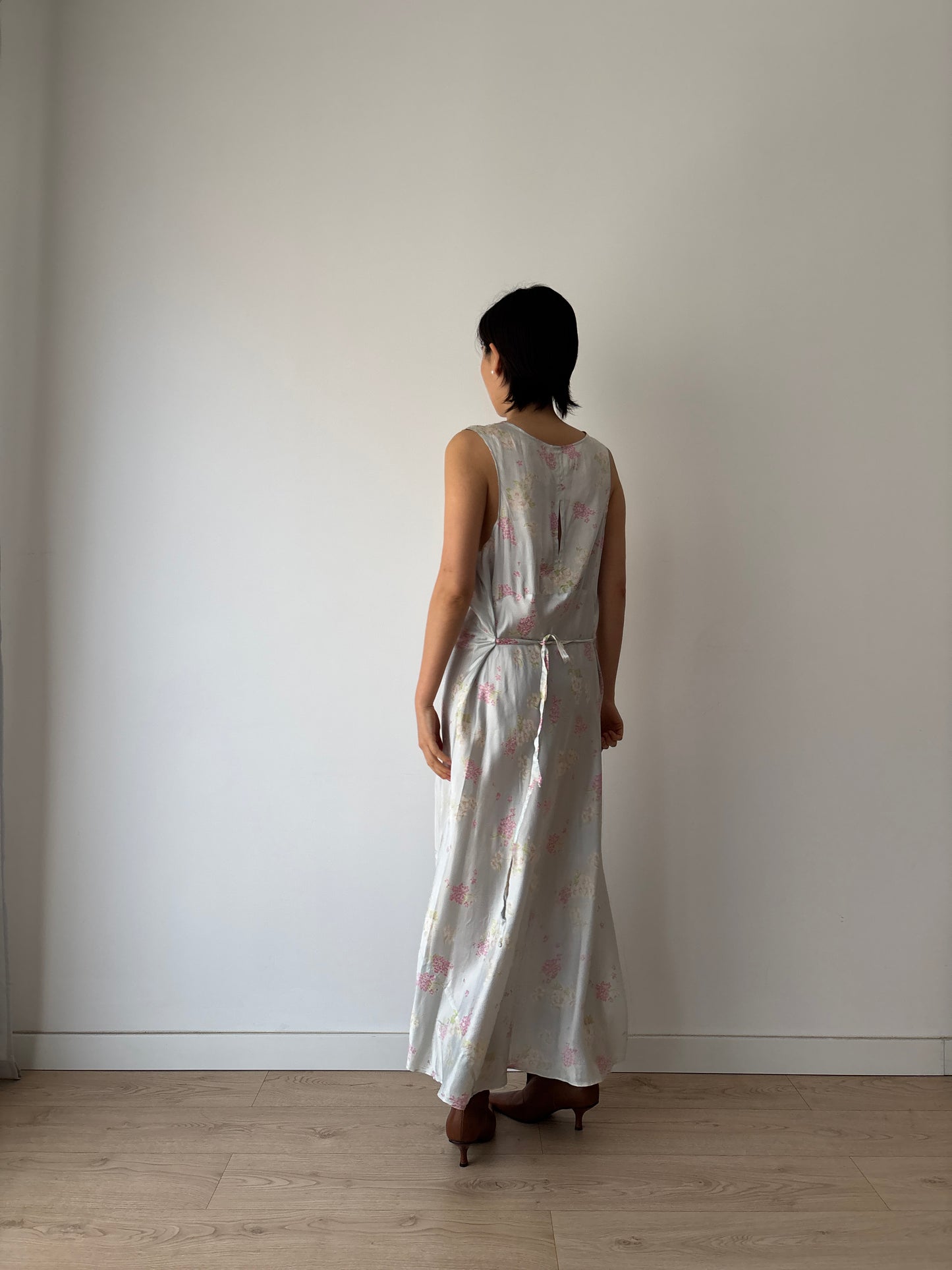 1930s silk satin floral dress