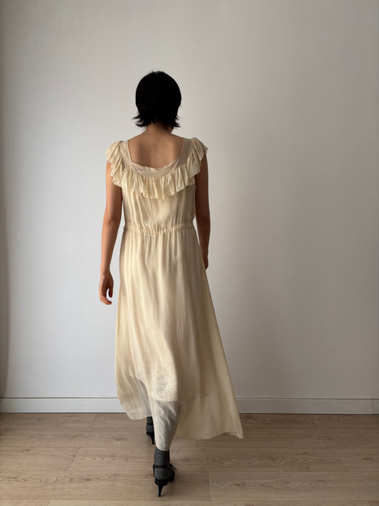 1930s Silk Chiffon Slip Maxi Bias Cut bridal ceremony dress