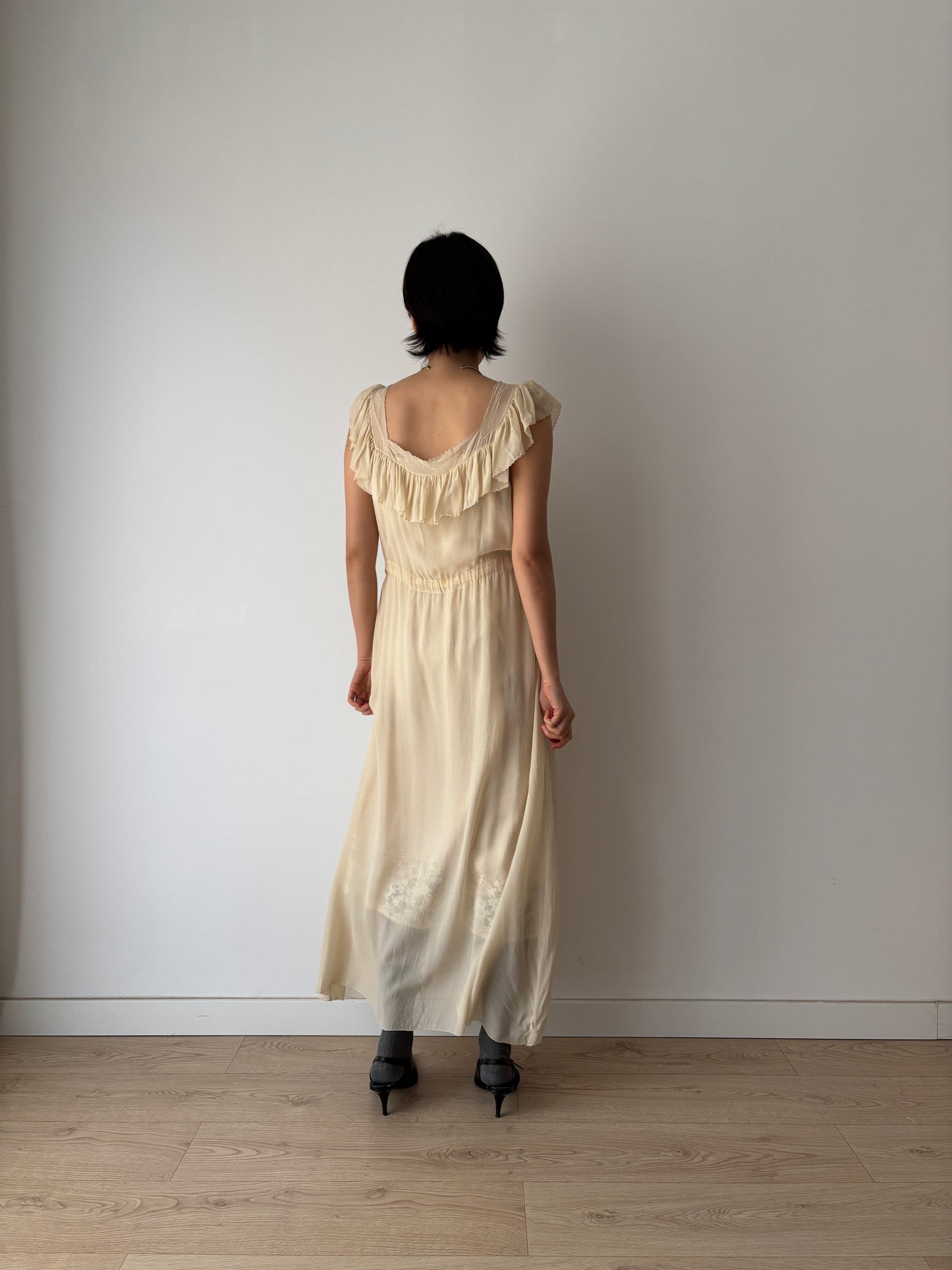 1930s Silk Chiffon Slip Maxi Bias Cut bridal ceremony dress