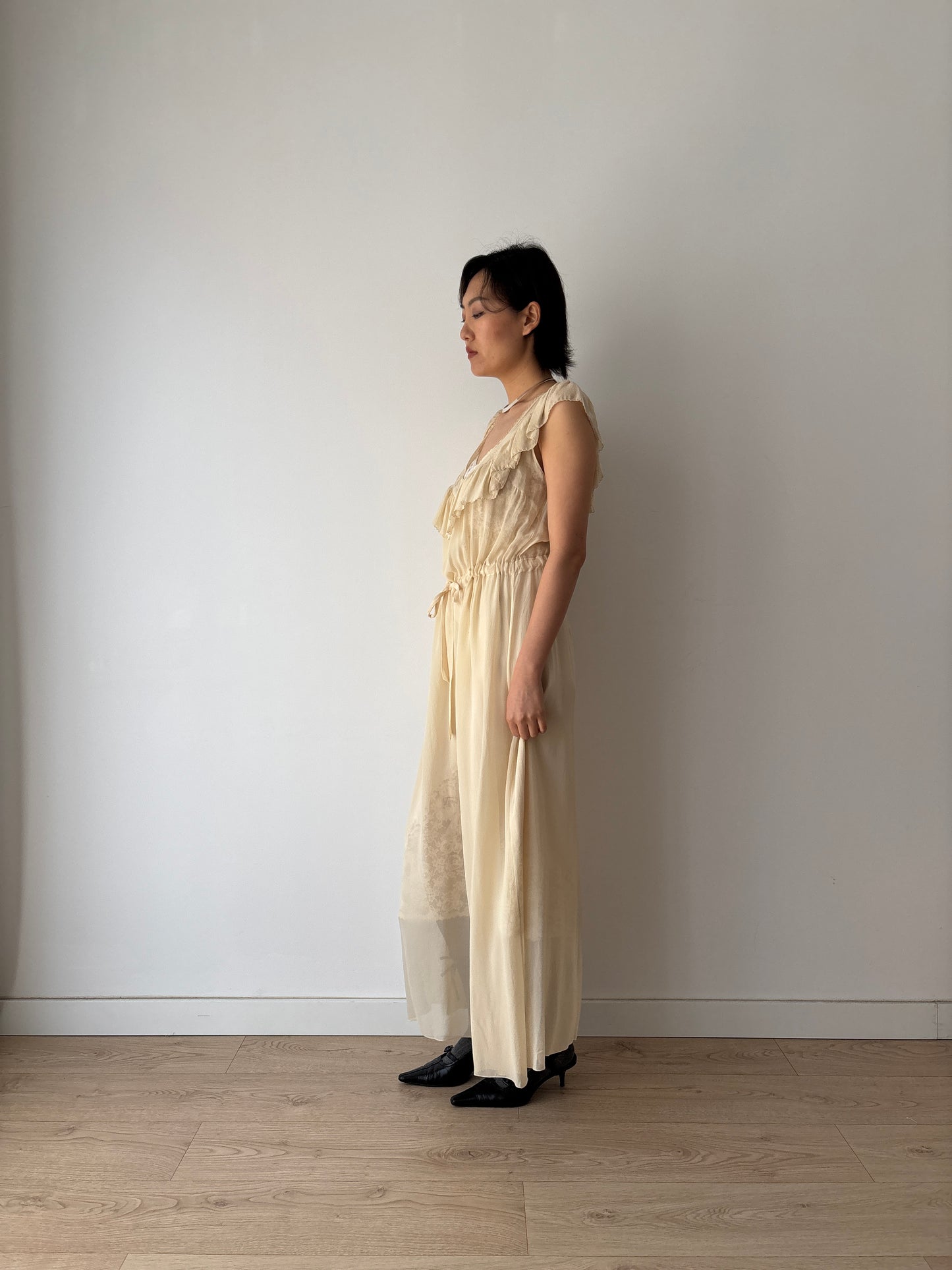 1930s Silk Chiffon Slip Maxi Bias Cut bridal ceremony dress