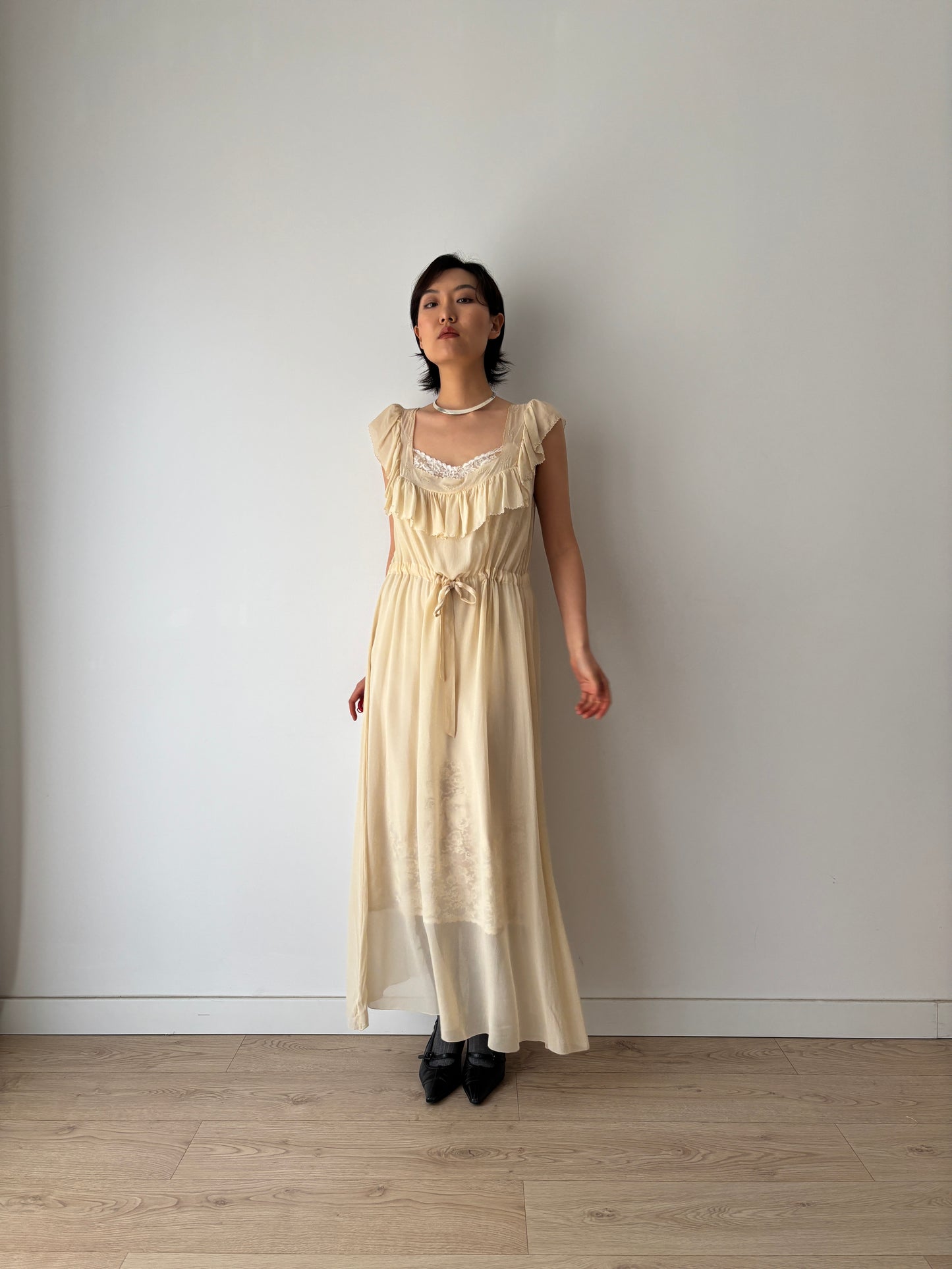 1930s Silk Chiffon Slip Maxi Bias Cut bridal ceremony dress