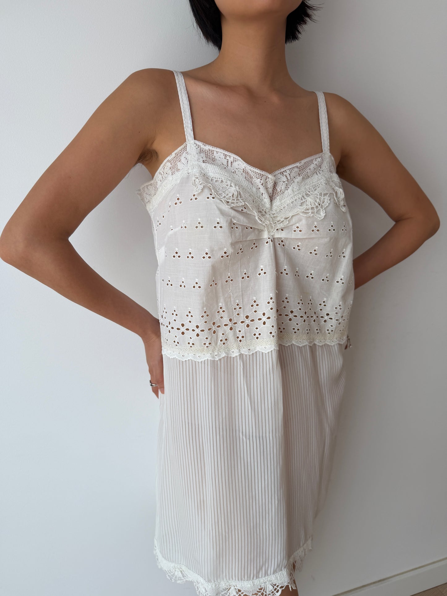 1930s White Cotton Lace NightDress