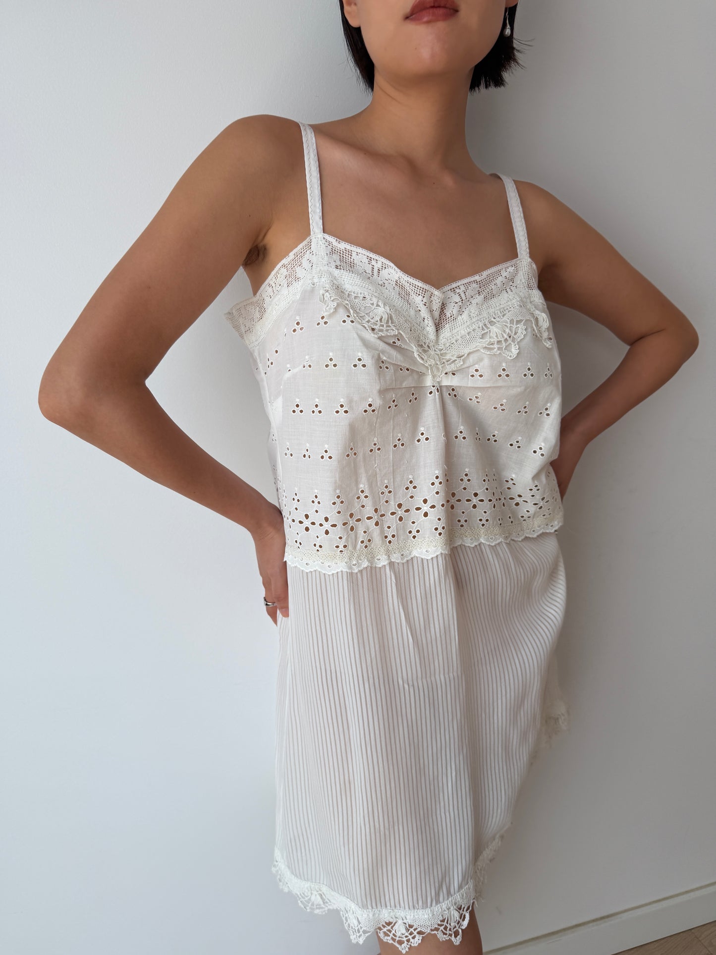 1930s White Cotton Lace NightDress