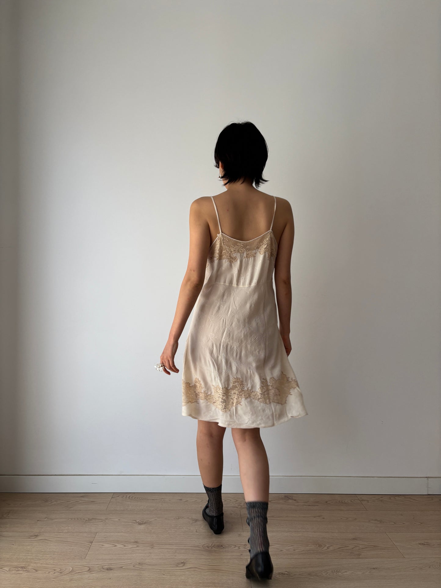 1930s Silk Lace Slip Dress, Romantic Vintage Bridal Slip Dress, 30s clothing
