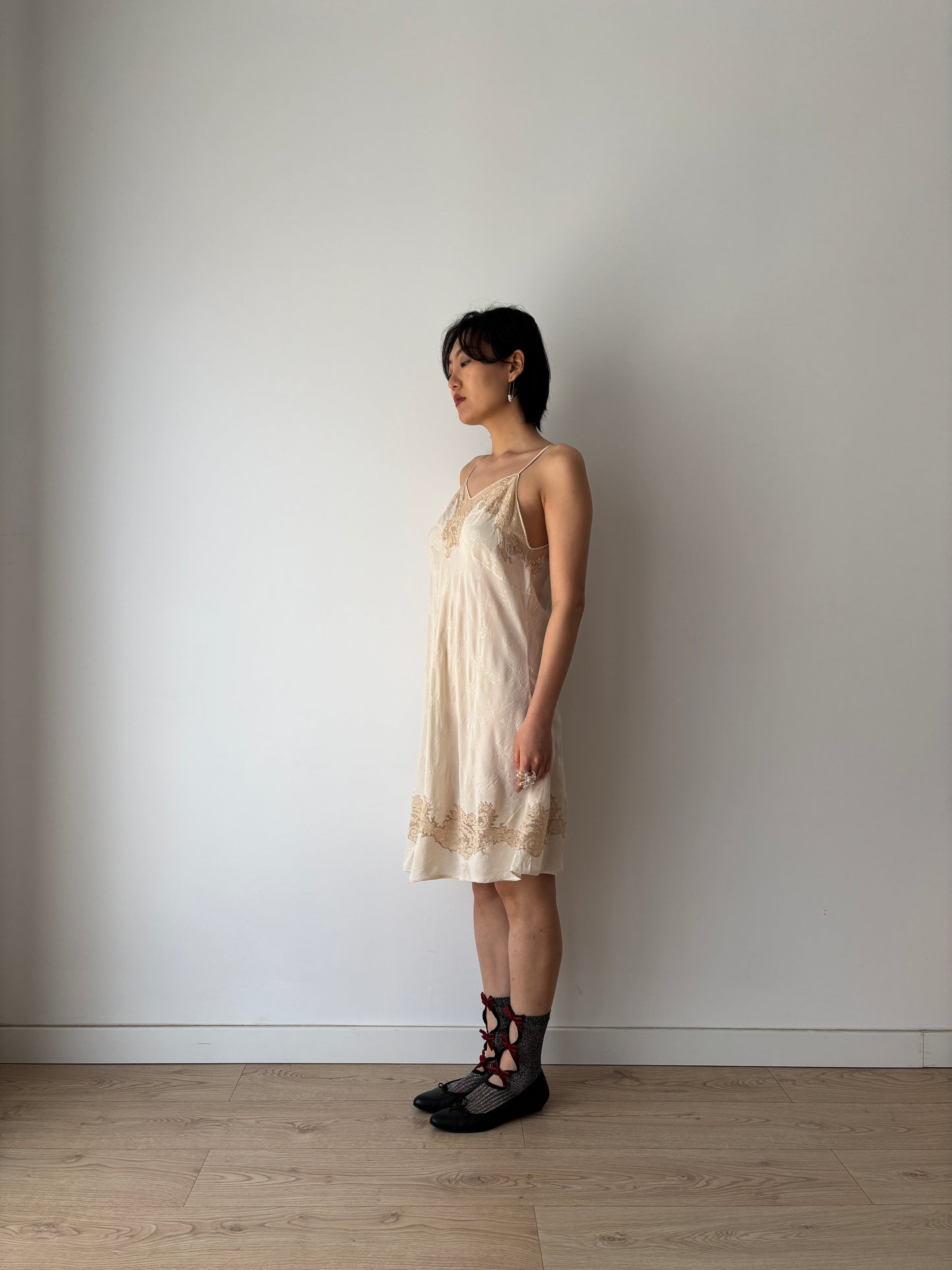 1930s Silk Lace Slip Dress, Romantic Vintage Bridal Slip Dress, 30s clothing