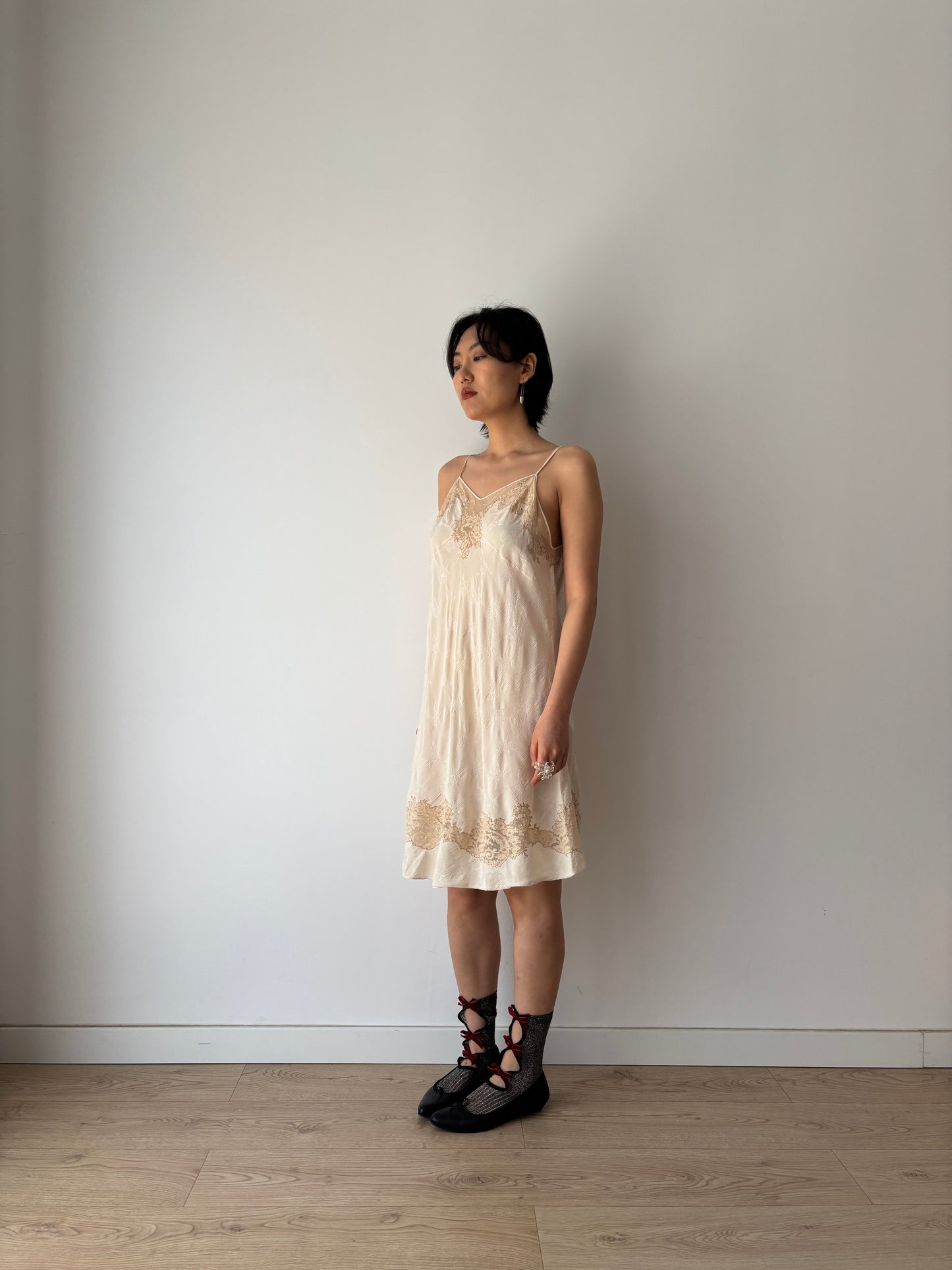 1930s Silk Lace Slip Dress, Romantic Vintage Bridal Slip Dress, 30s clothing