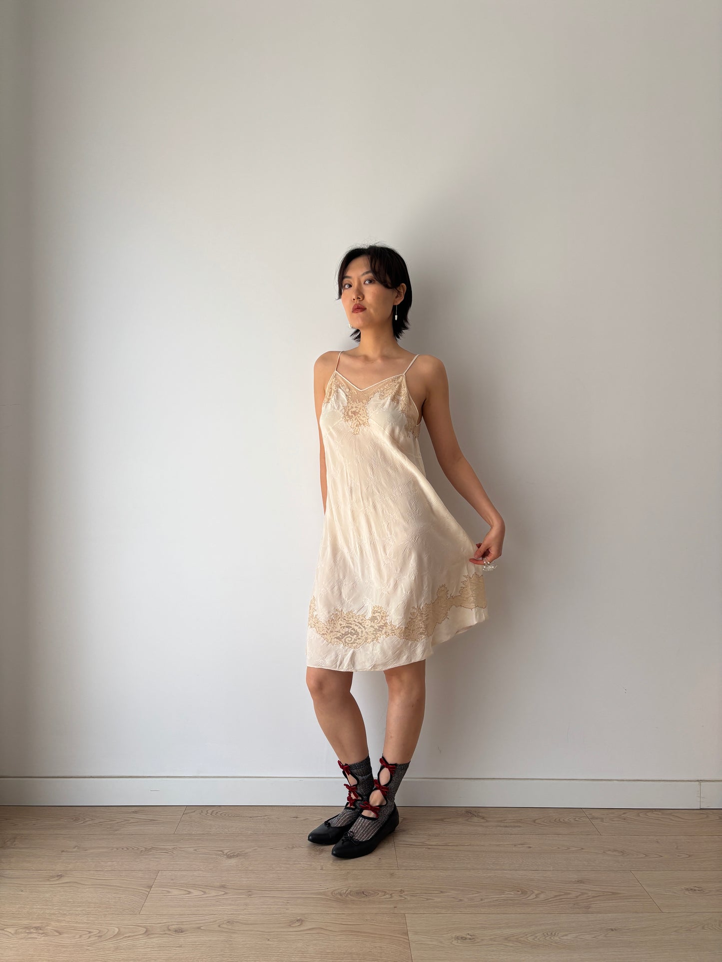 1930s Silk Lace Slip Dress, Romantic Vintage Bridal Slip Dress, 30s clothing