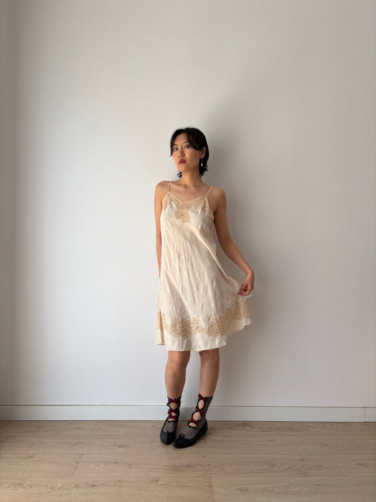 1930s Silk Lace Slip Dress, Romantic Vintage Bridal Slip Dress, 30s clothing