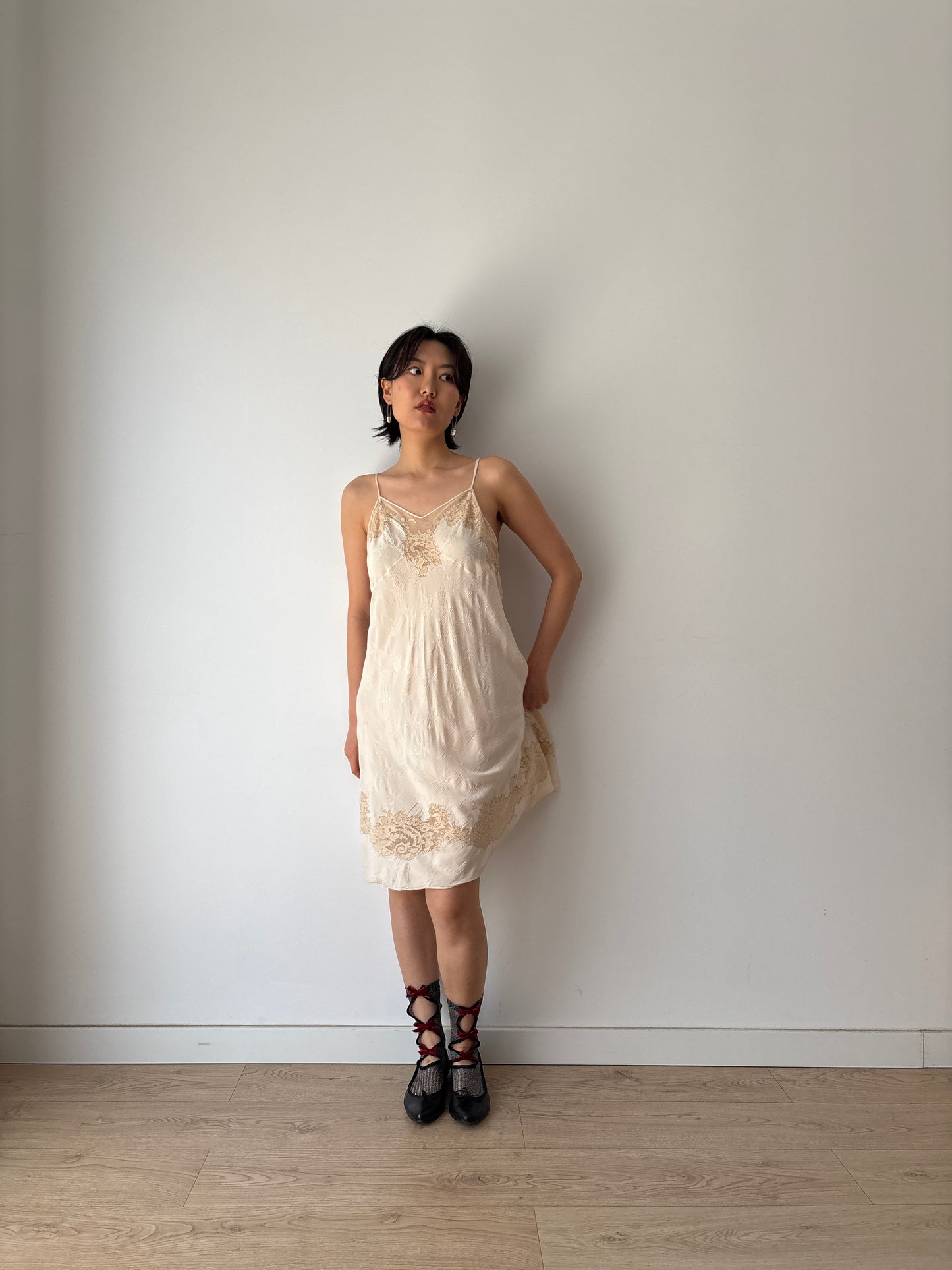 1930s Silk Lace Slip Dress, Romantic Vintage Bridal Slip Dress, 30s clothing