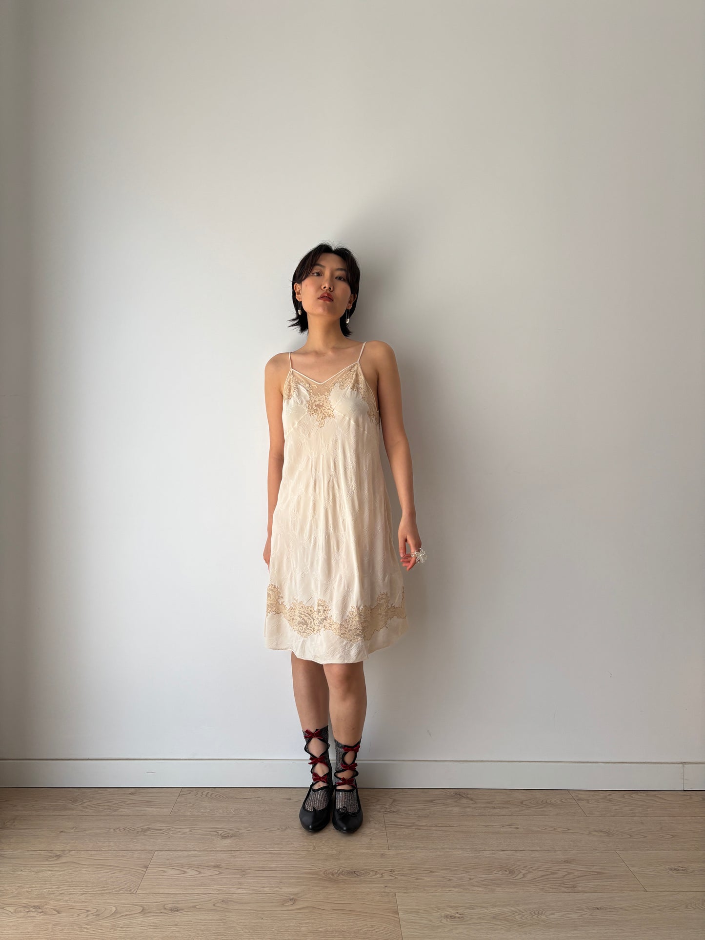 1930s Silk Lace Slip Dress, Romantic Vintage Bridal Slip Dress, 30s clothing