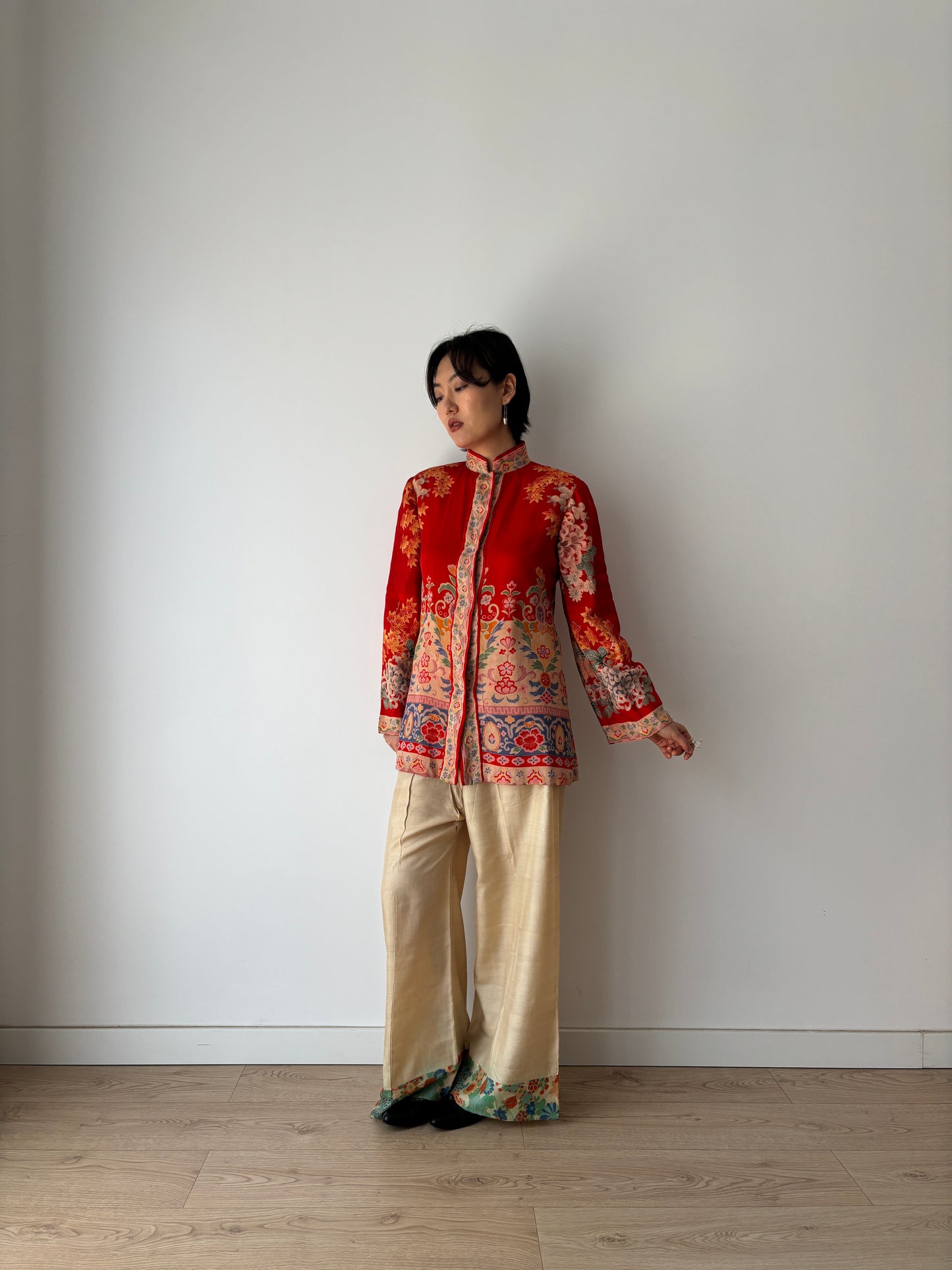 1920s red silk Japanese handmade Kimono Jacket, 1920s Jazz Age Art Dec Silk Kimono Robe/Jacket