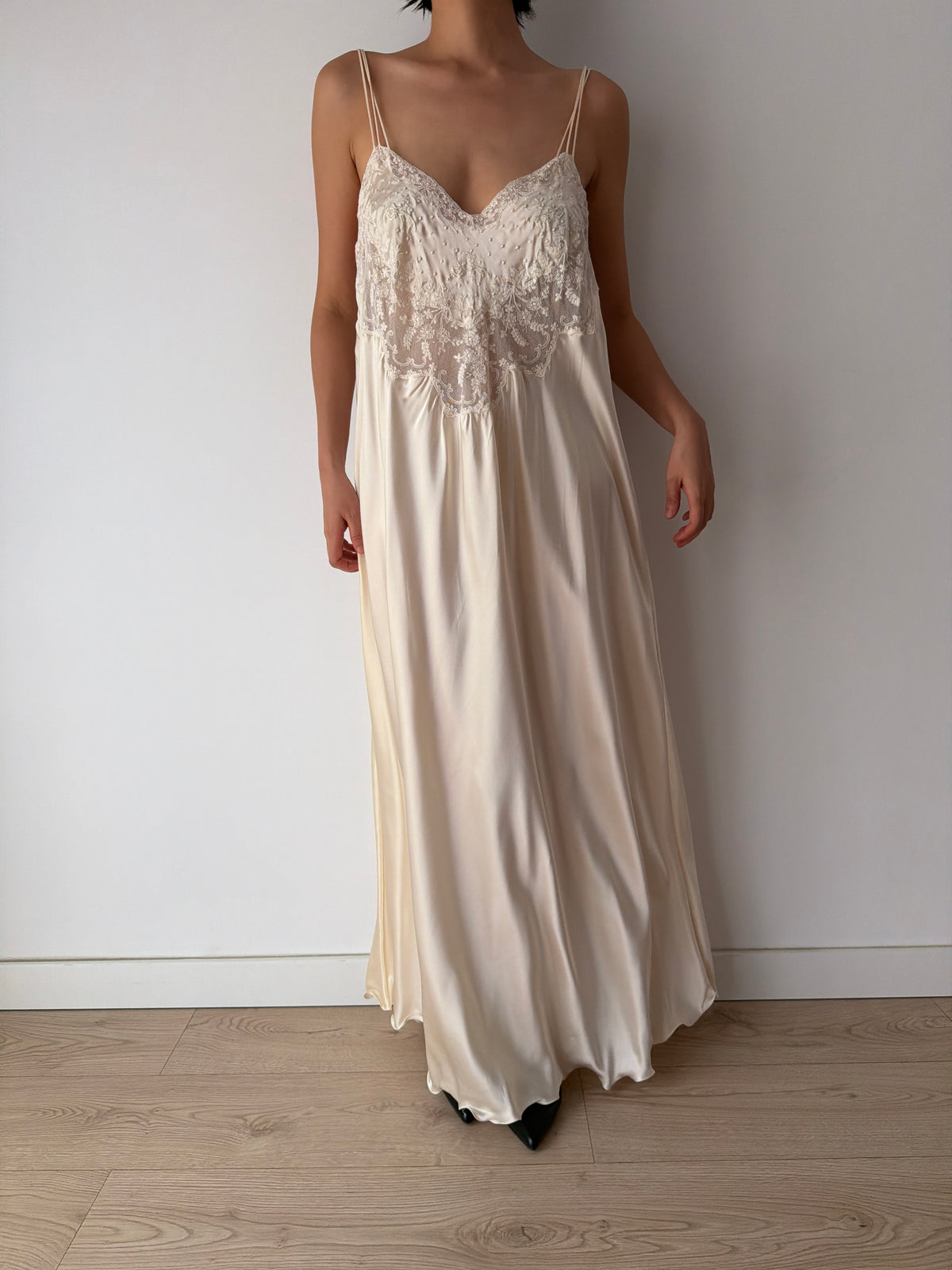 Rare Vintage Florentine Pure Silk Nightgown & Robe Set
